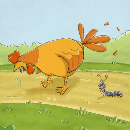 A chicken coughing.