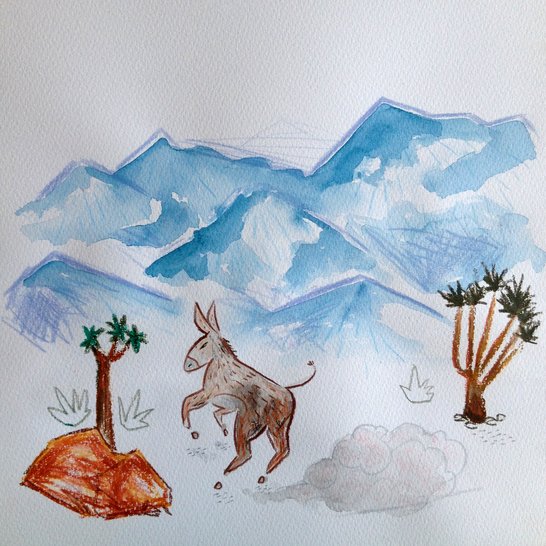 A donkey running.