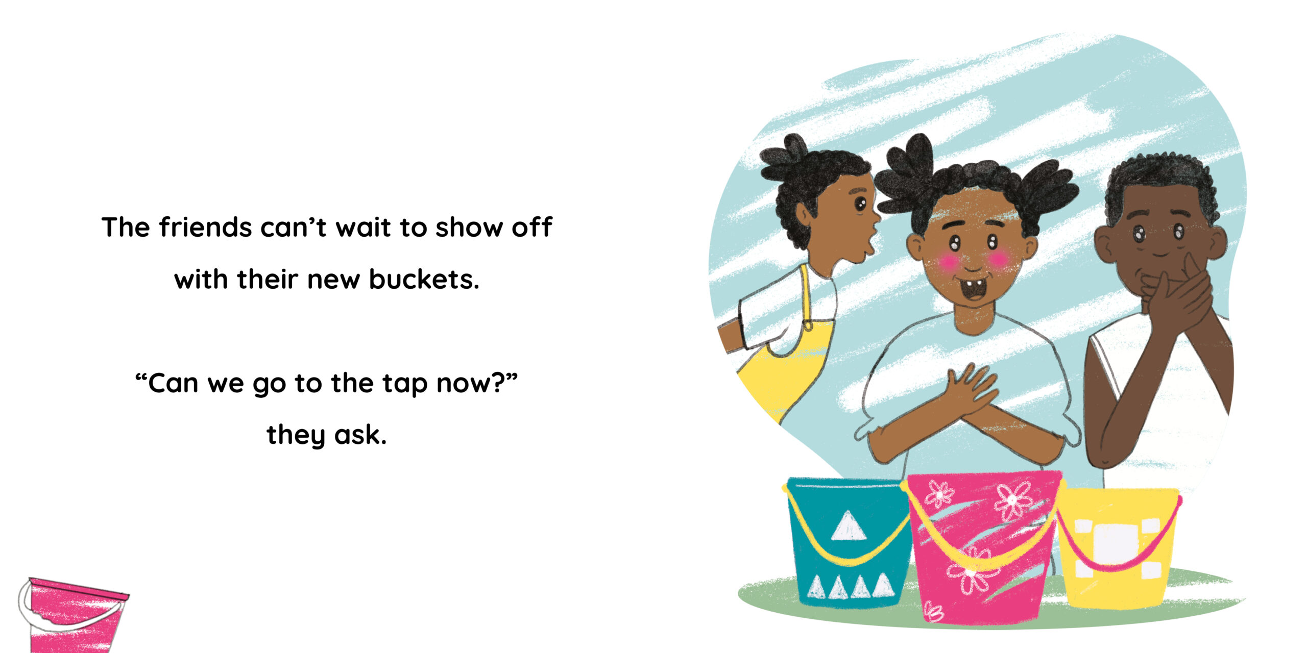 A trip to the tap — original illustrated page 13, English text included