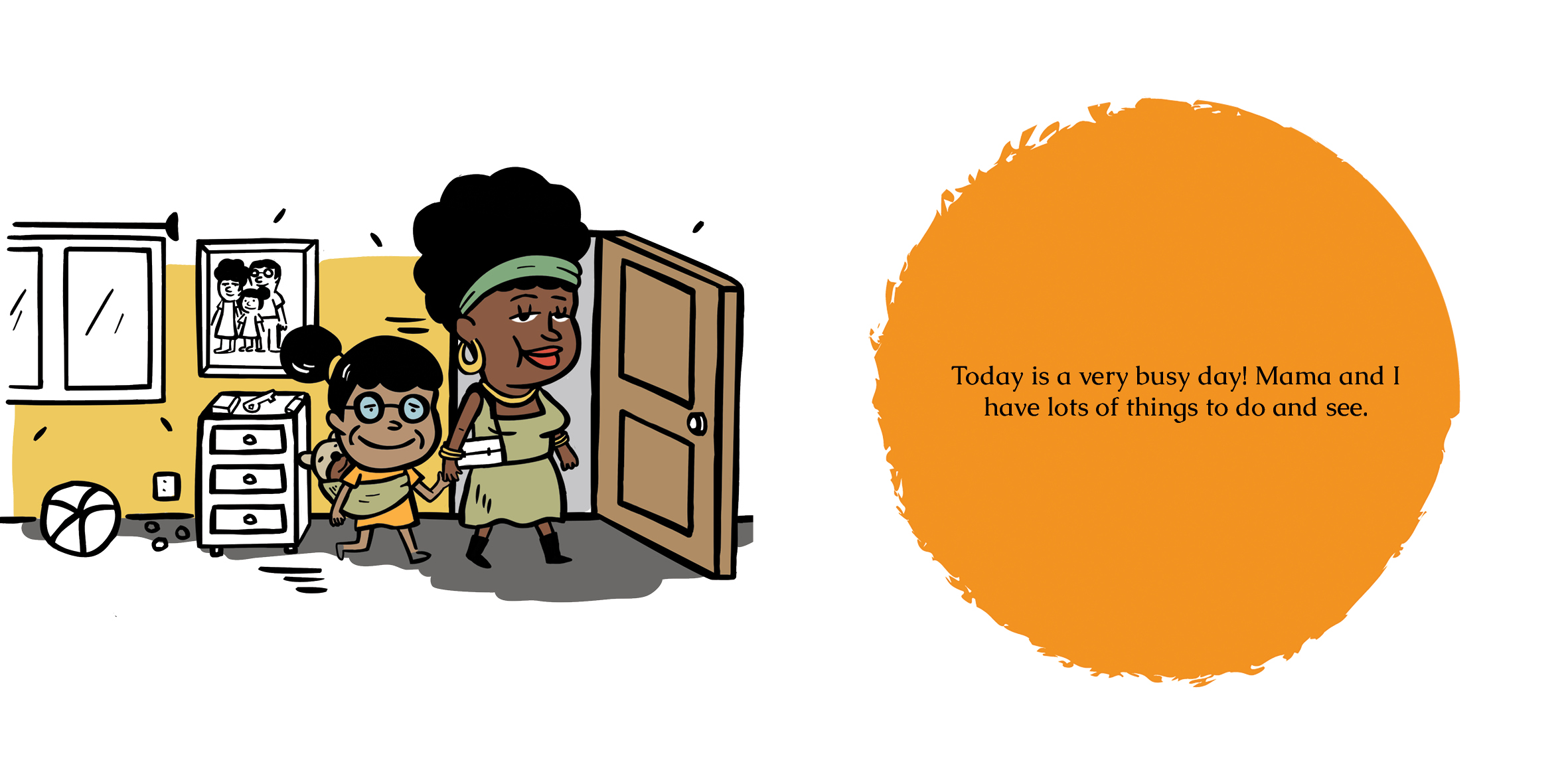 A very busy day! — original illustrated page 2, English text included