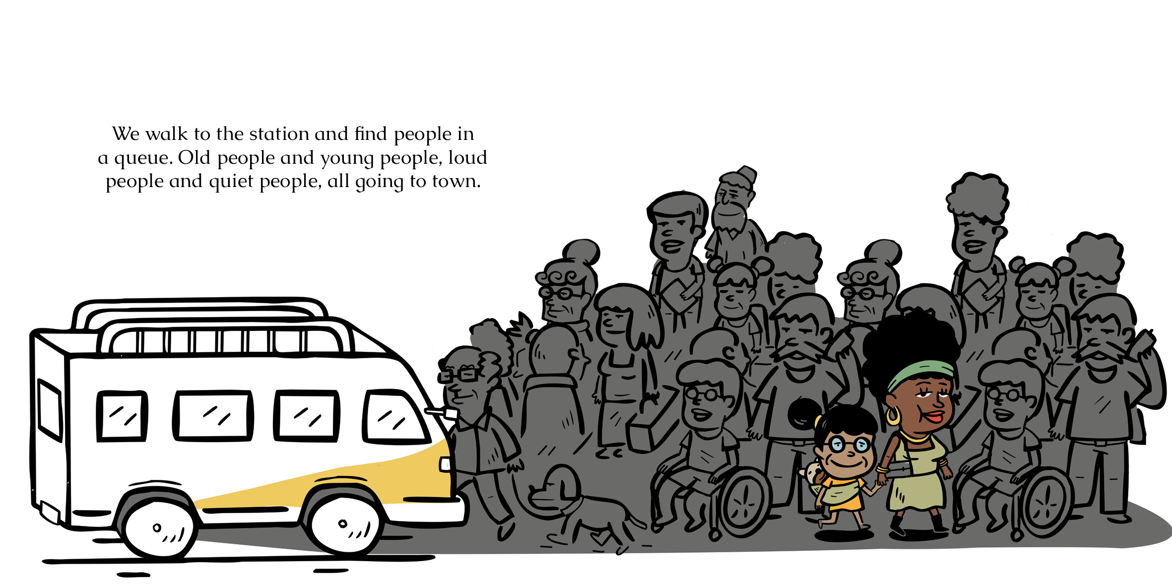 A very busy day! — original illustrated page 3, English text included