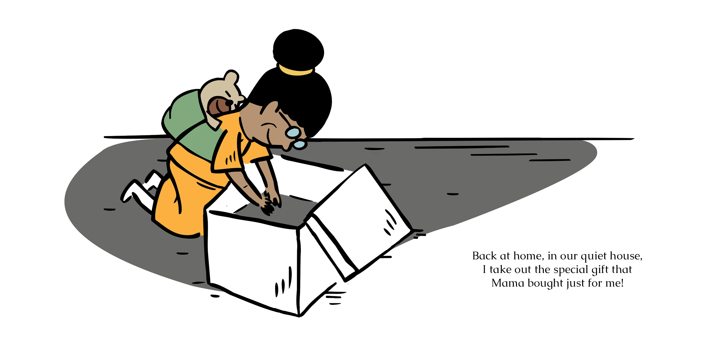 A very busy day! — original illustrated page 13, English text included