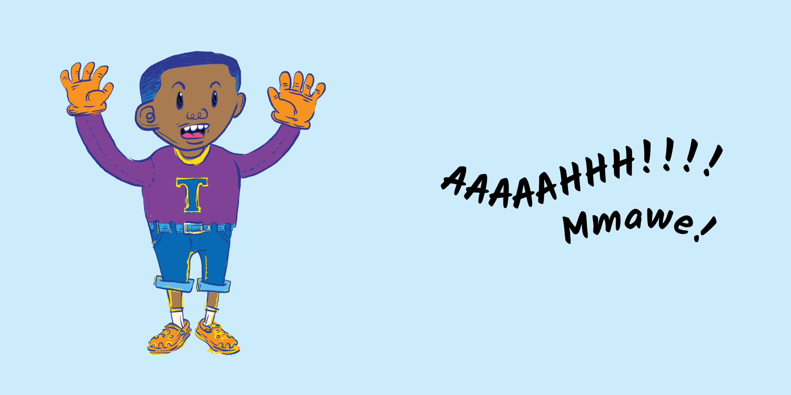 AAAAAHHH!!!! Mmawe! — original illustrated page 9, English text included