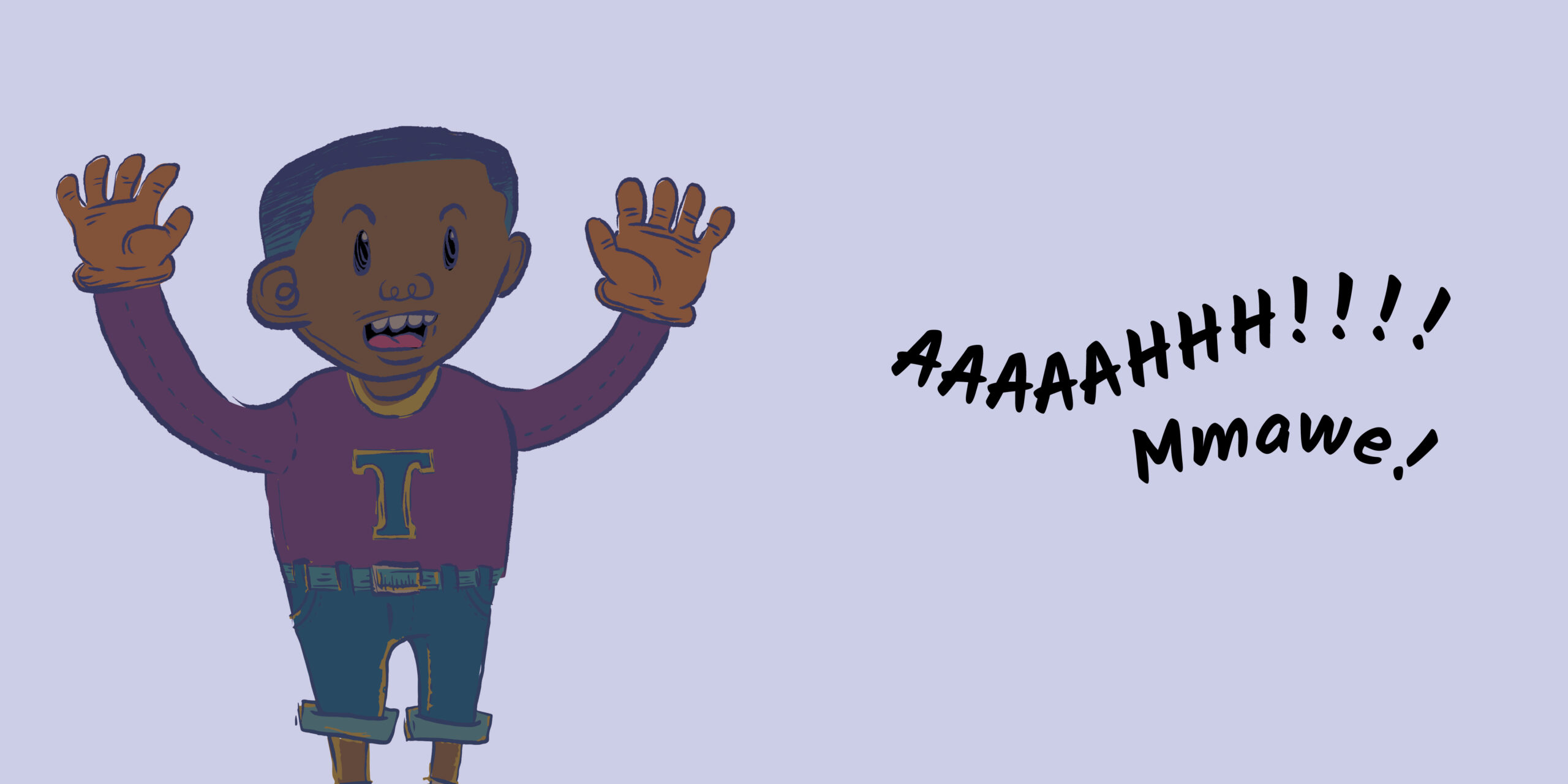AAAAAHHH!!!! Mmawe! — original illustrated page 12, English text included