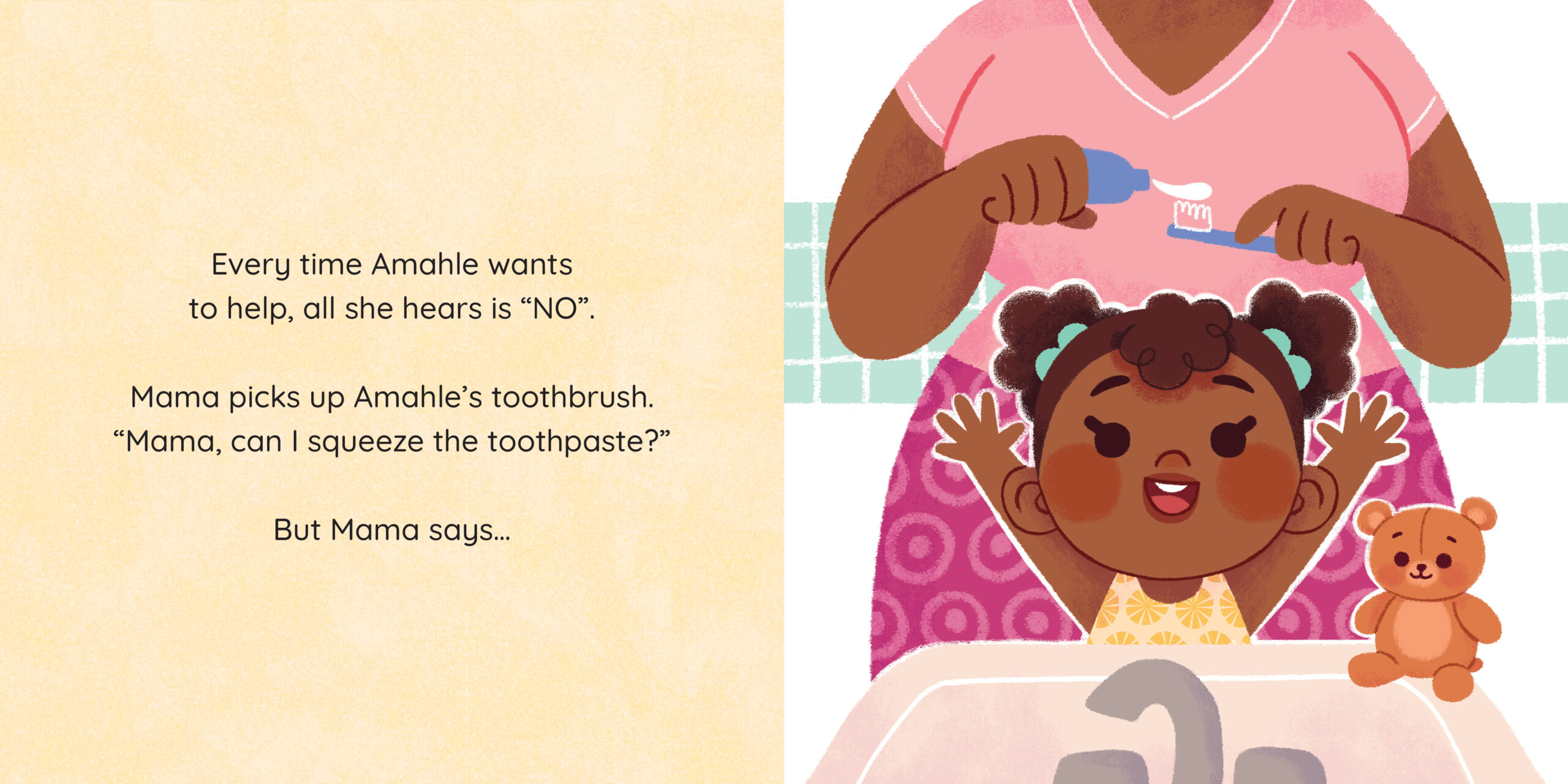 Amahle wants to help! — original illustrated page 2, English text included