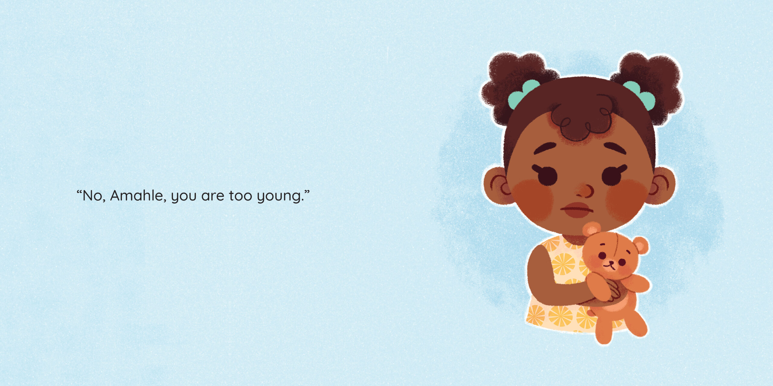 Amahle wants to help! — original illustrated page 3, English text included
