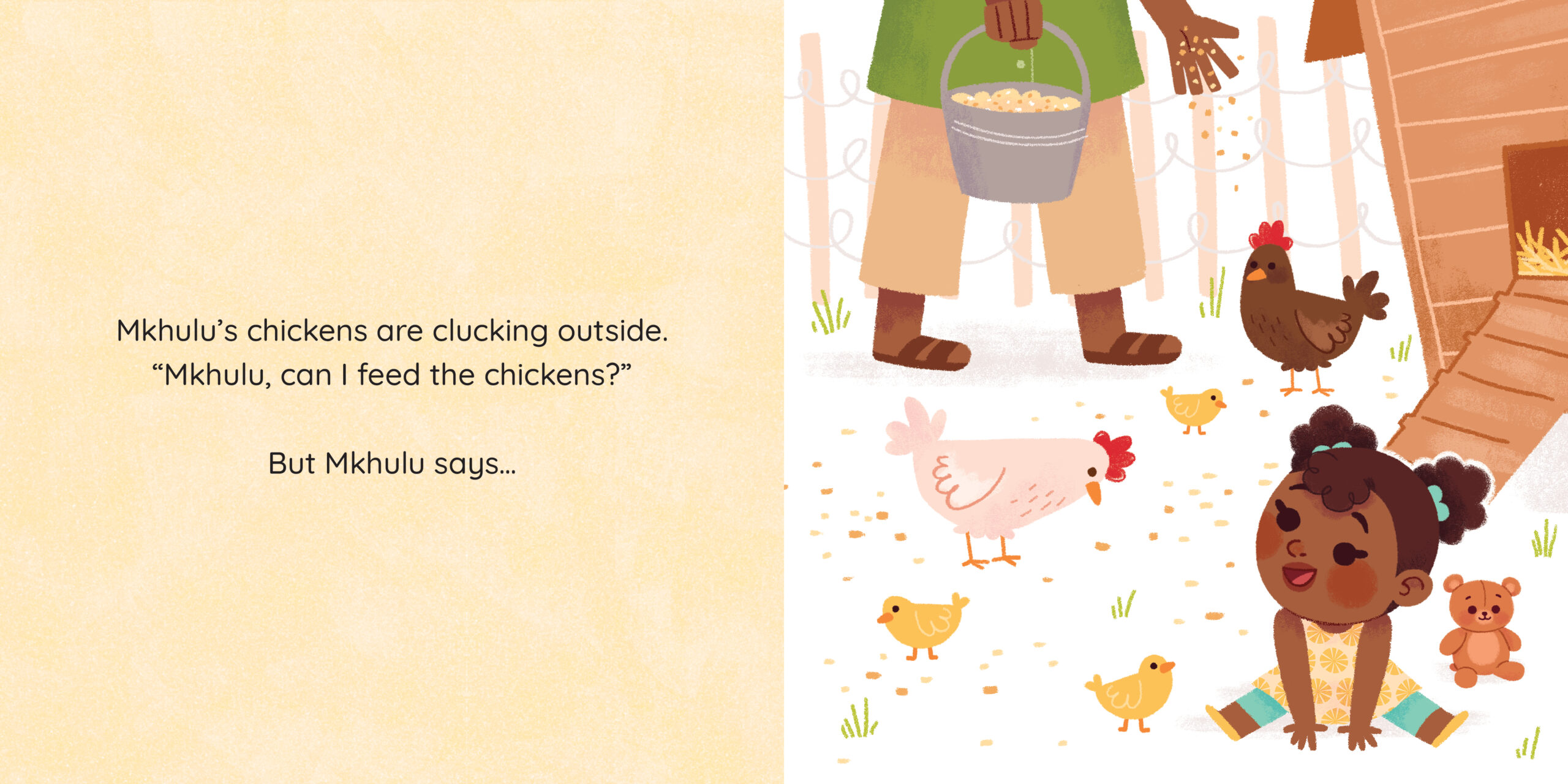 Amahle wants to help! — original illustrated page 6, English text included