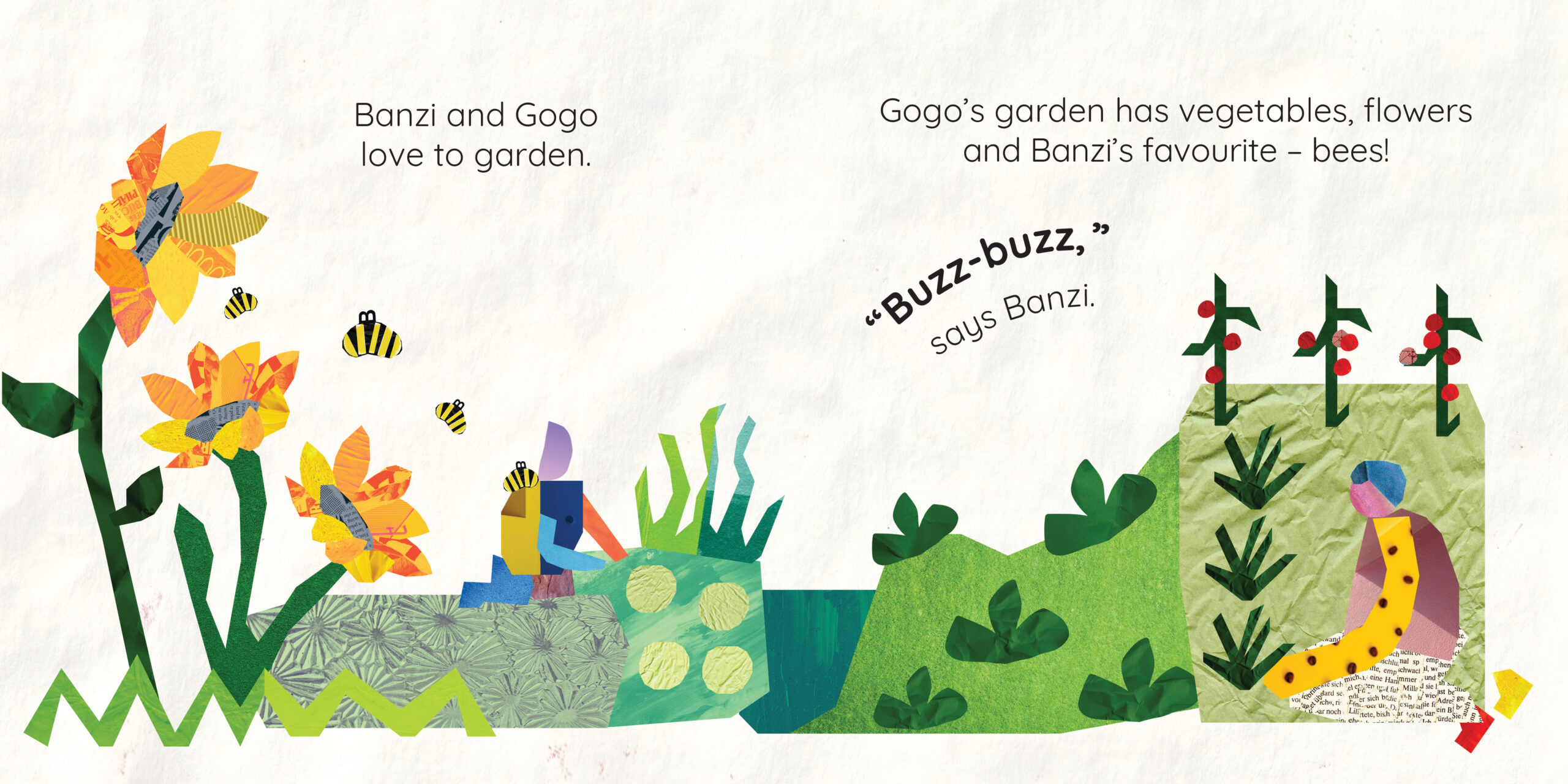 Banzi’s Busy Bees — original illustrated page 2, English text included