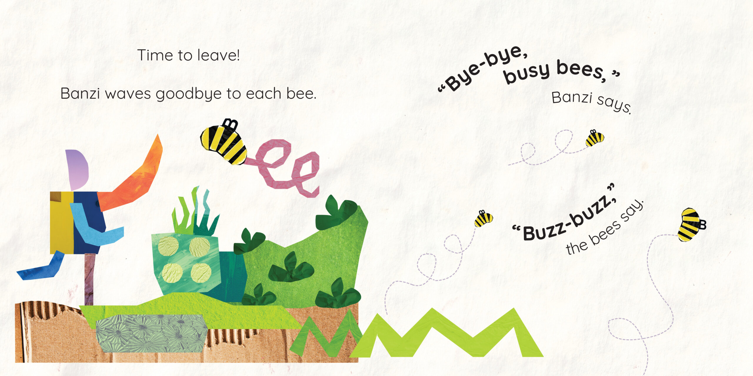 Banzi’s Busy Bees — original illustrated page 4, English text included