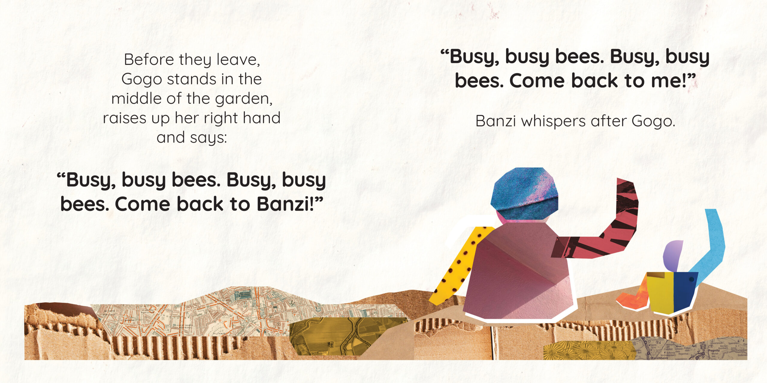 Banzi’s Busy Bees — original illustrated page 9, English text included