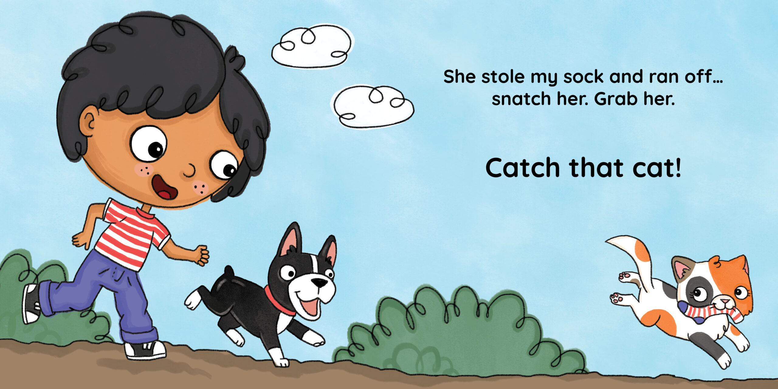 Catch That Cat! — original illustrated page 3, English text included