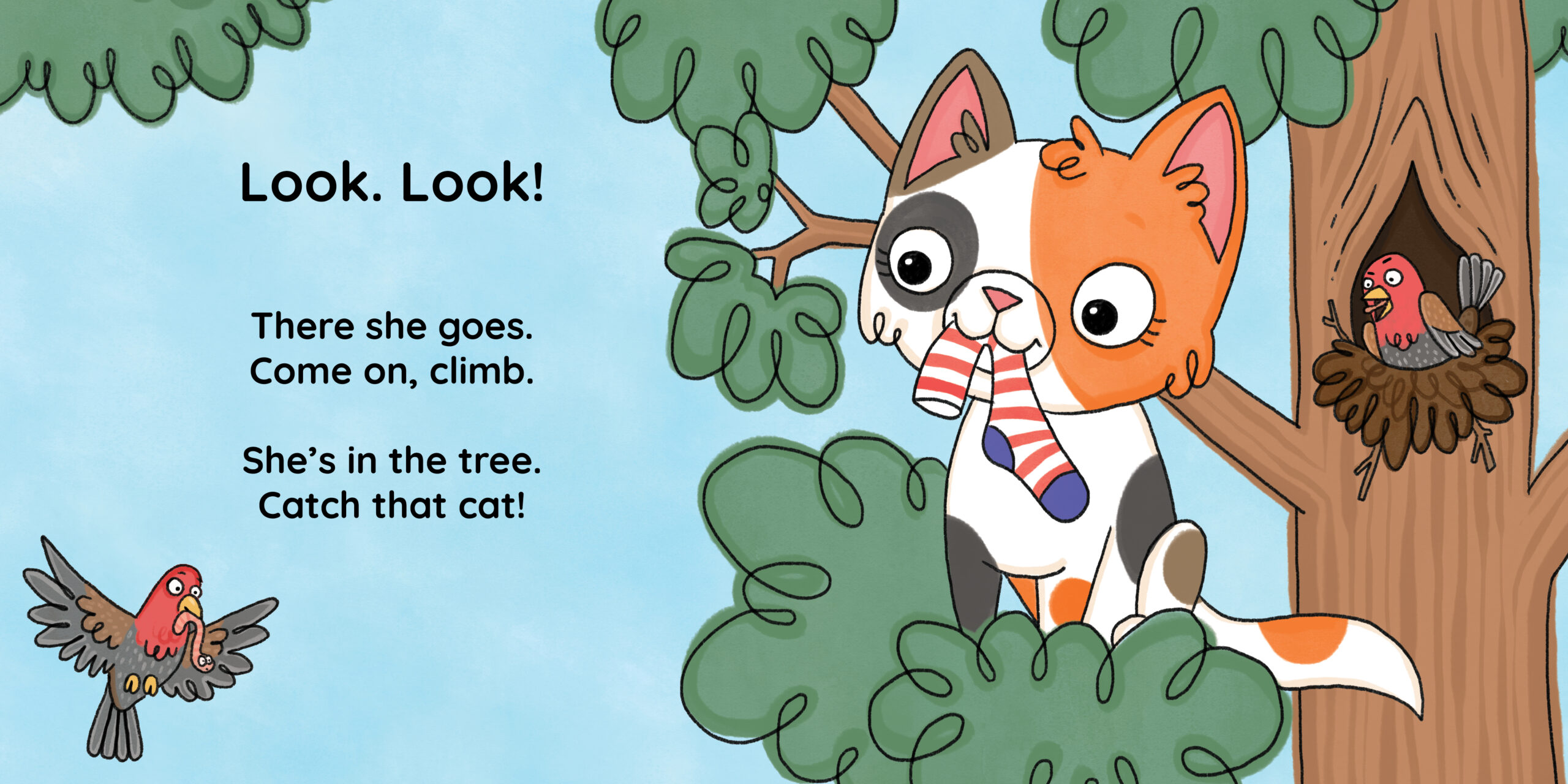 Catch That Cat! — original illustrated page 4, English text included
