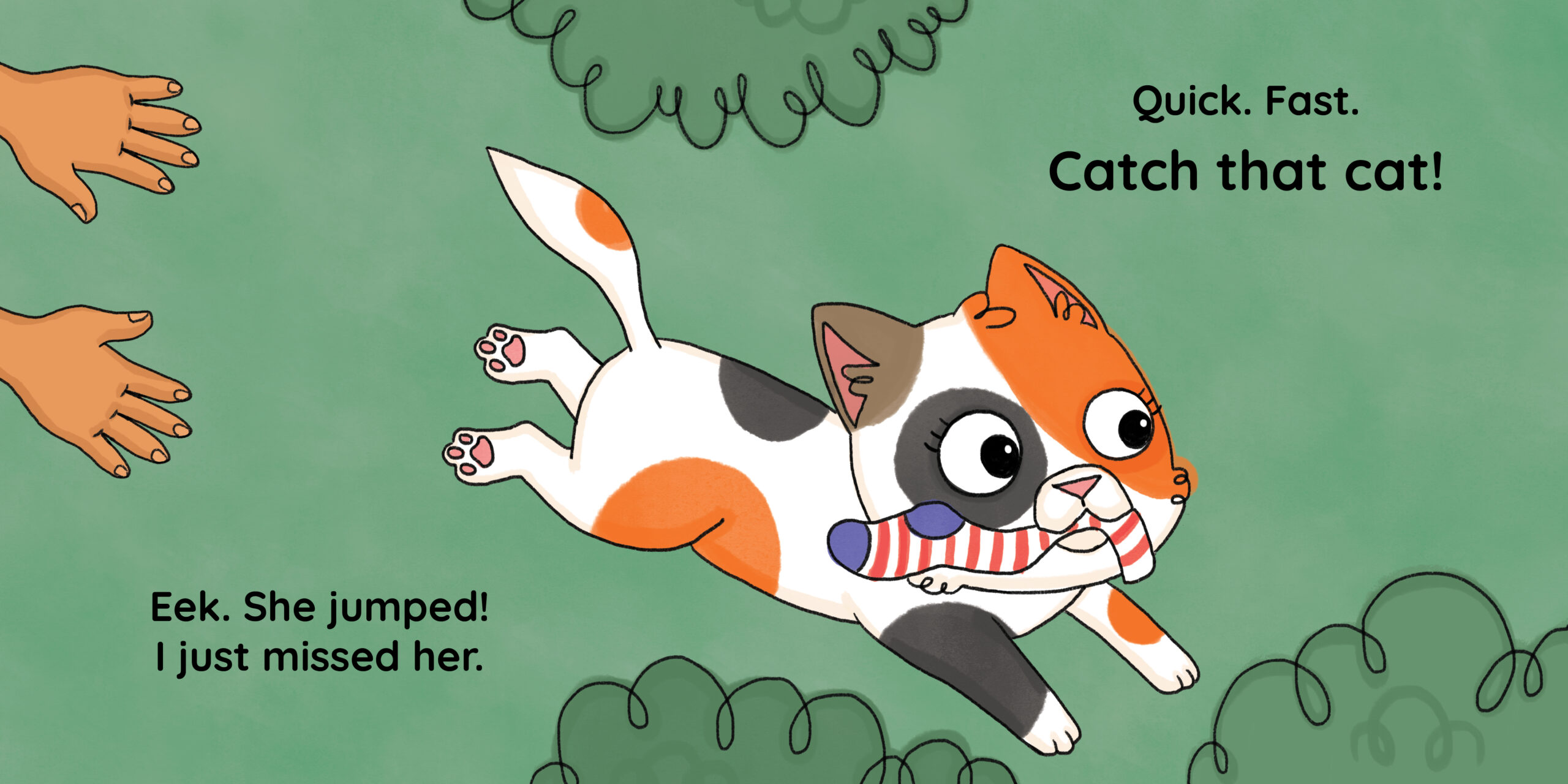 Catch That Cat! — original illustrated page 5, English text included
