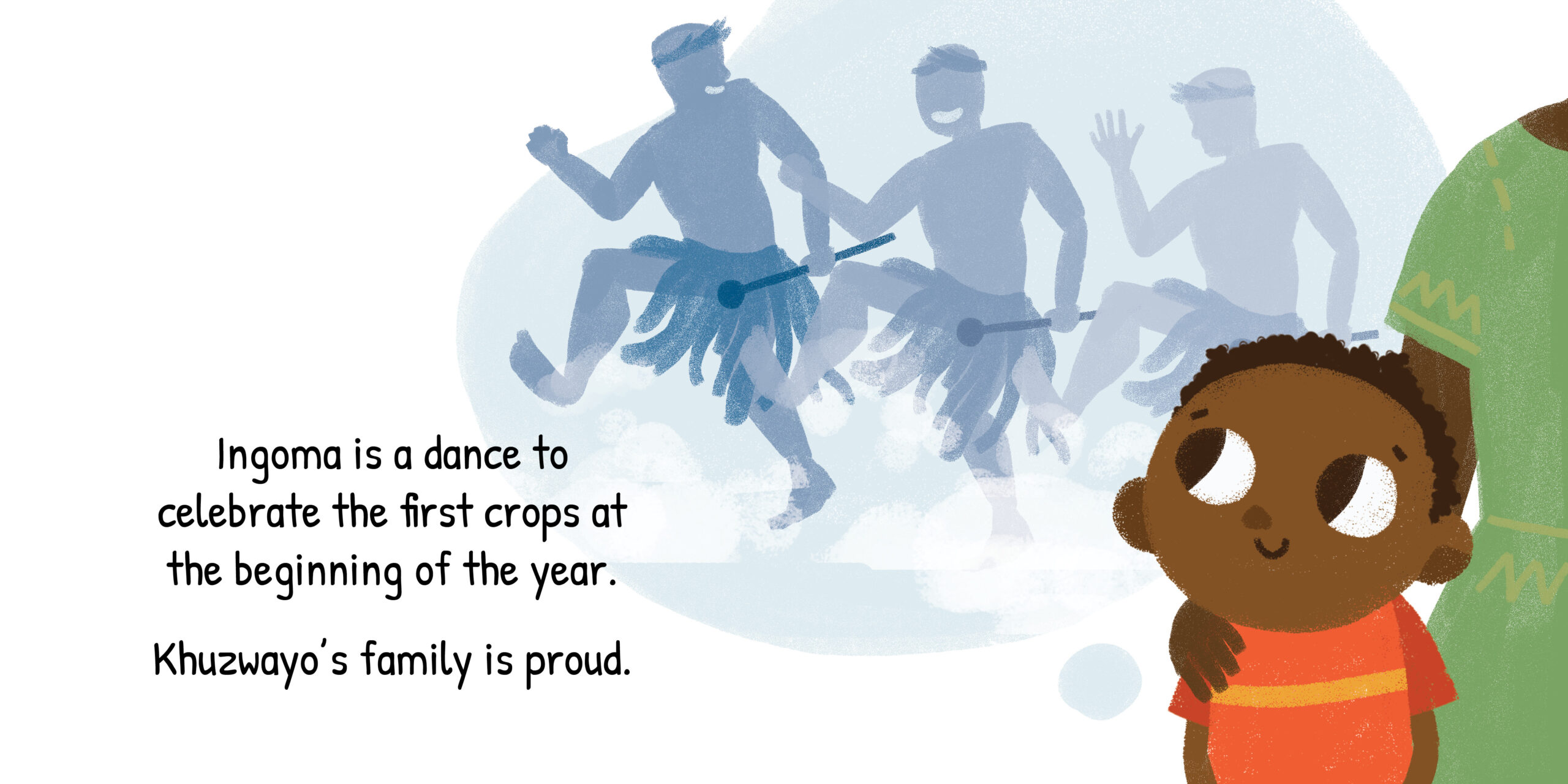 Dance, Khuzwayo, dance! — original illustrated page 3, English text included