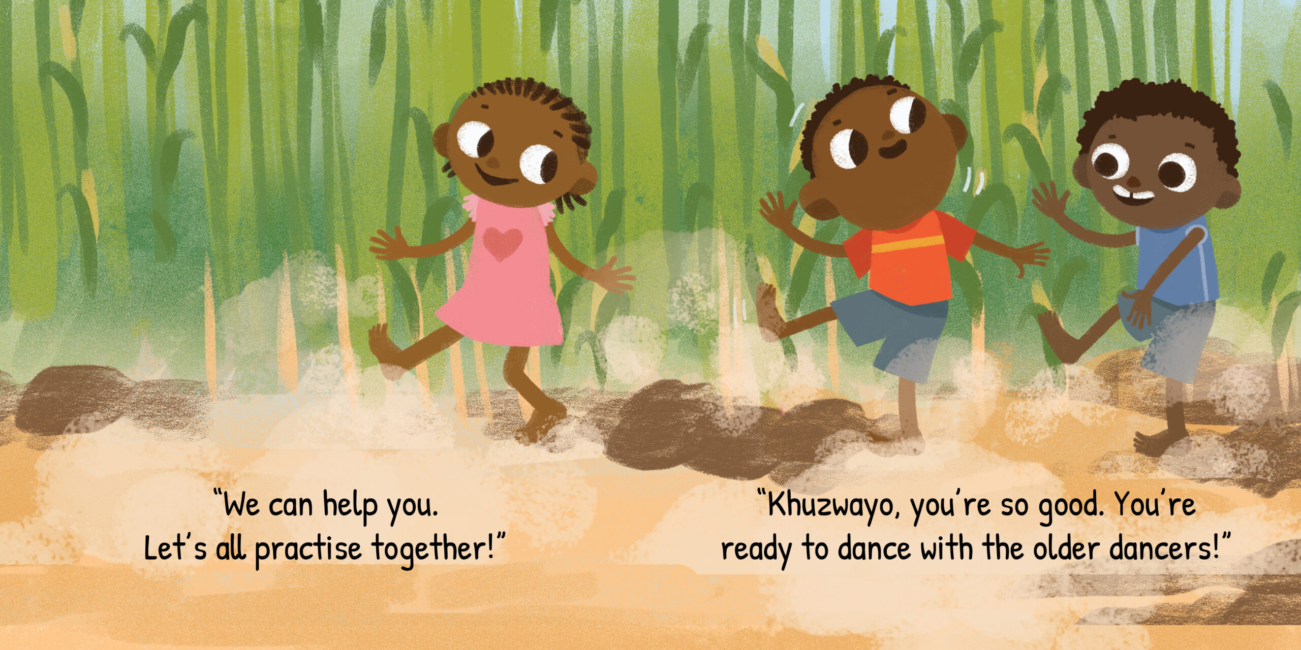 Dance, Khuzwayo, dance! — original illustrated page 10, English text included