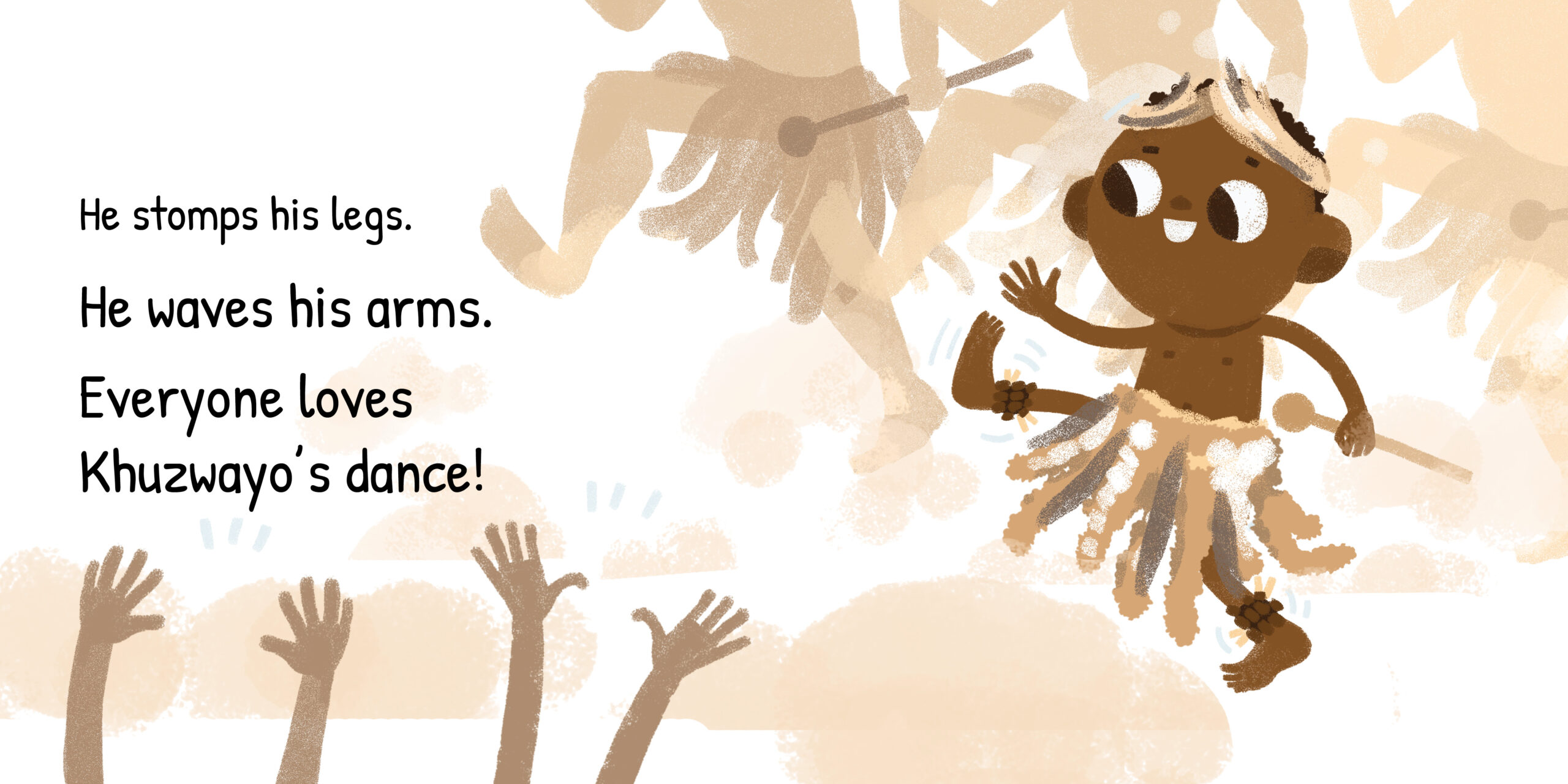 Dance, Khuzwayo, dance! — original illustrated page 13, English text included