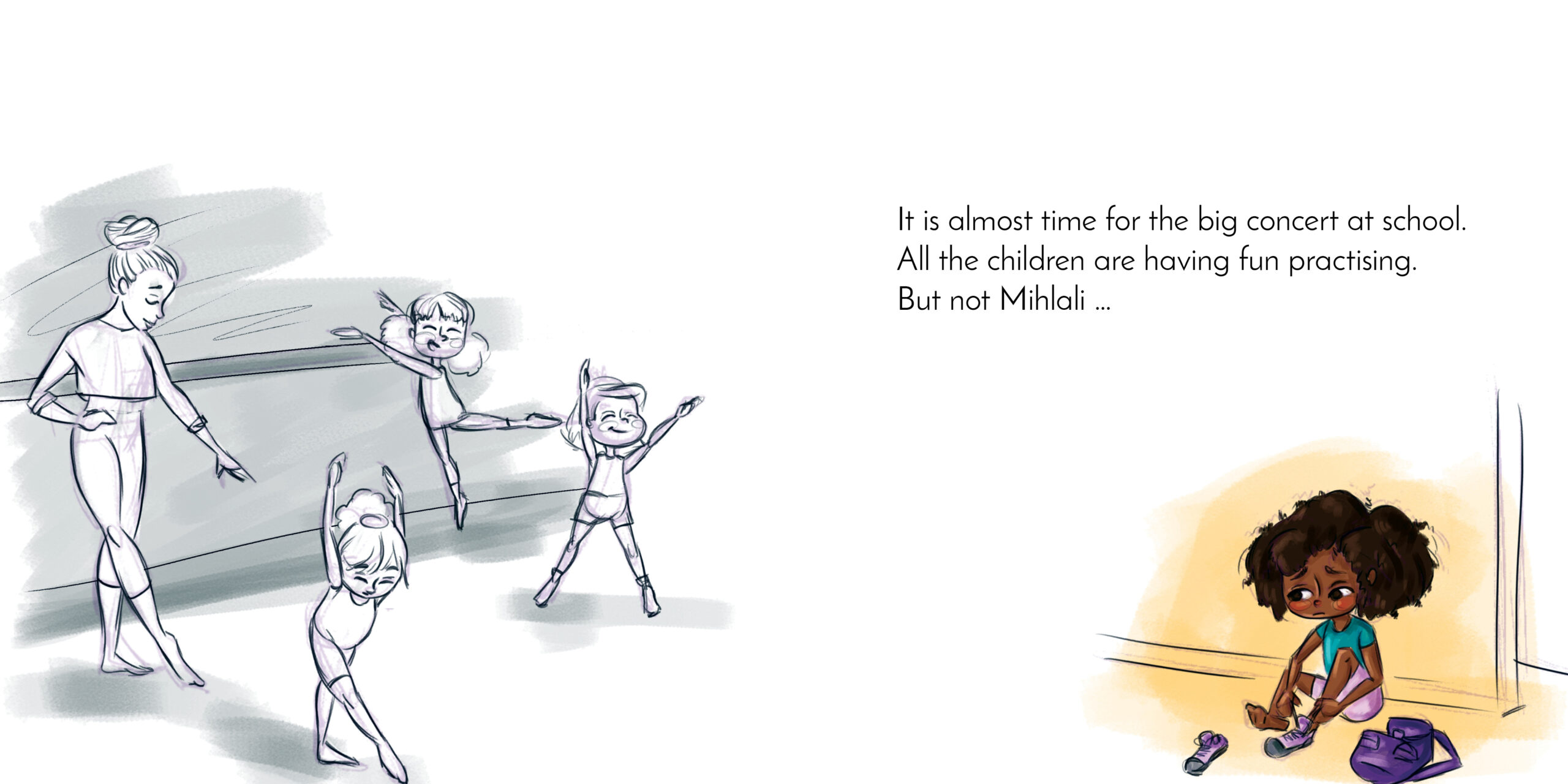 Dance, Mihlali! — original illustrated page 2, English text included