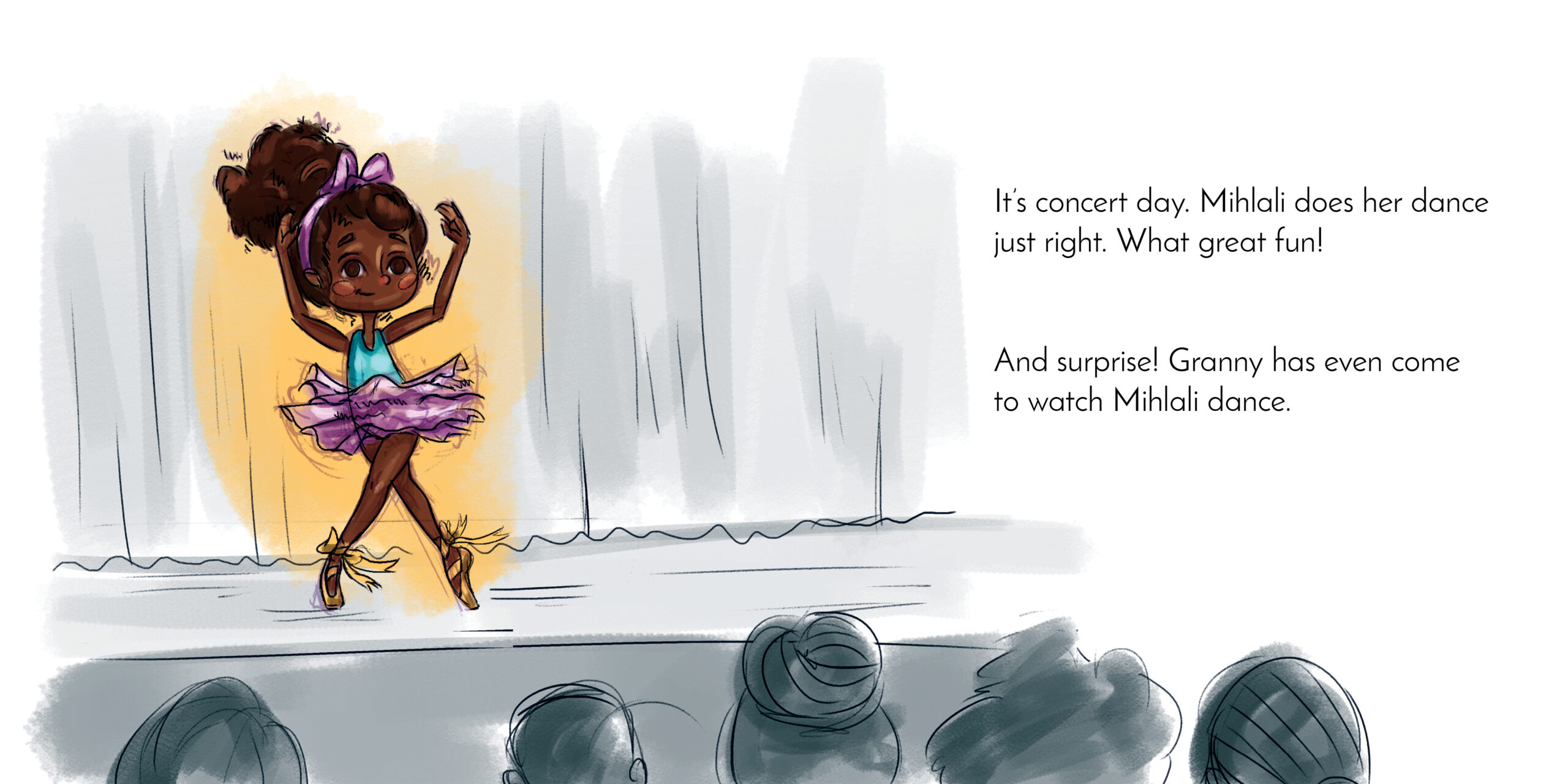 Dance, Mihlali! — original illustrated page 12, English text included