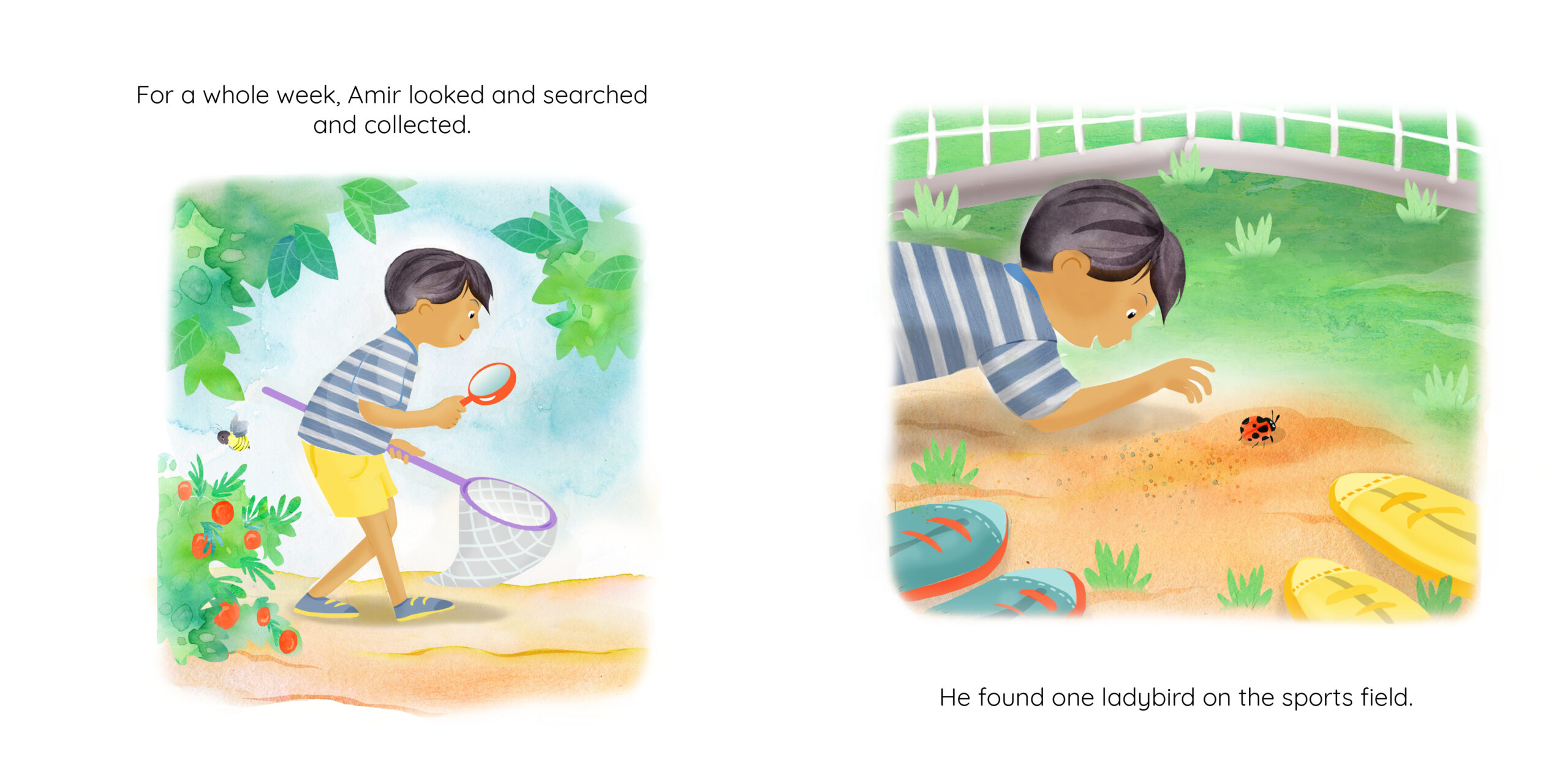 Grandpa Farouk’s Garden — original illustrated page 8, English text included