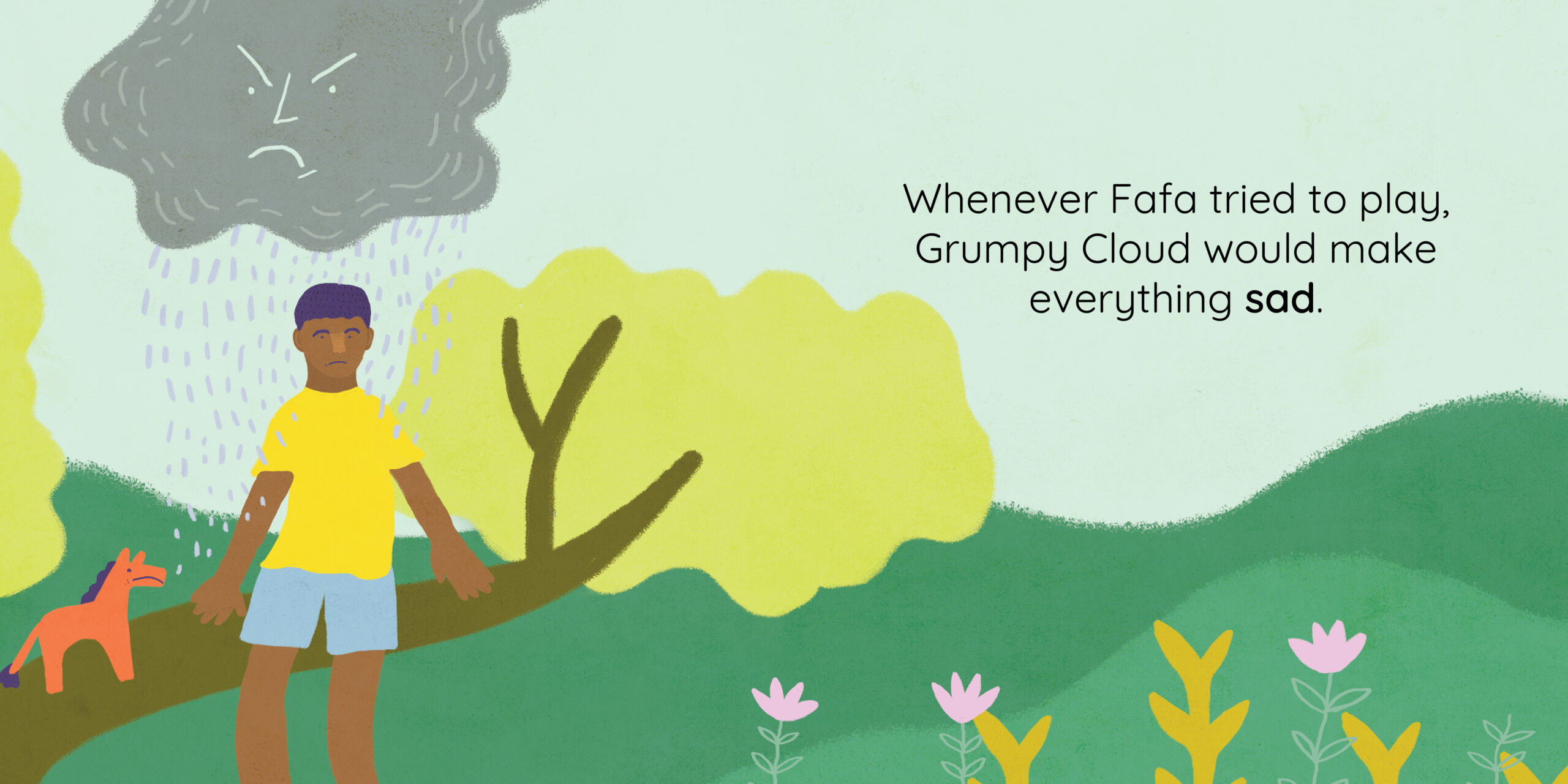 Grumpy Cloud — original illustrated page 6, English text included