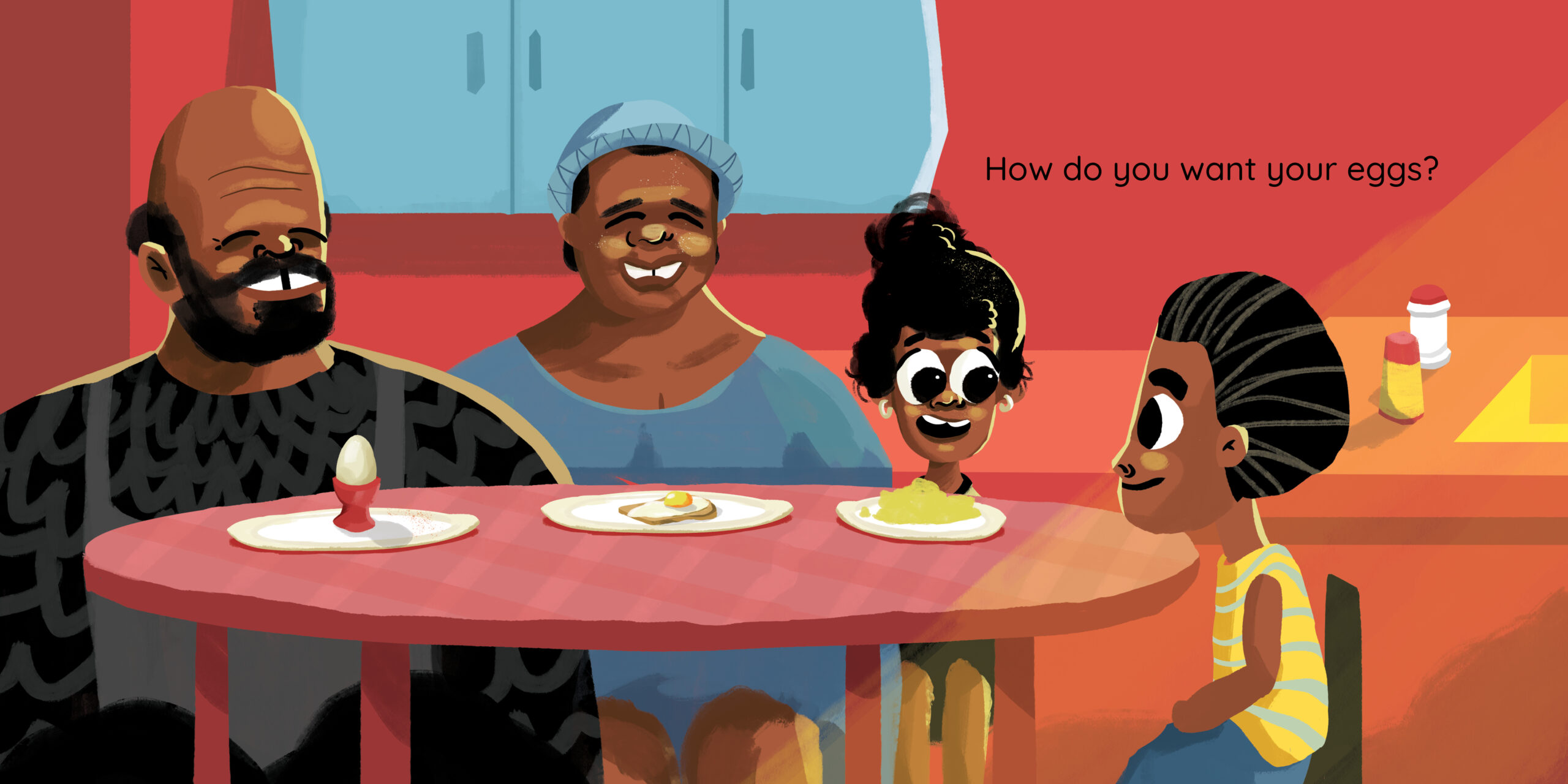 How do you want your eggs? — original illustrated page 4, English text included