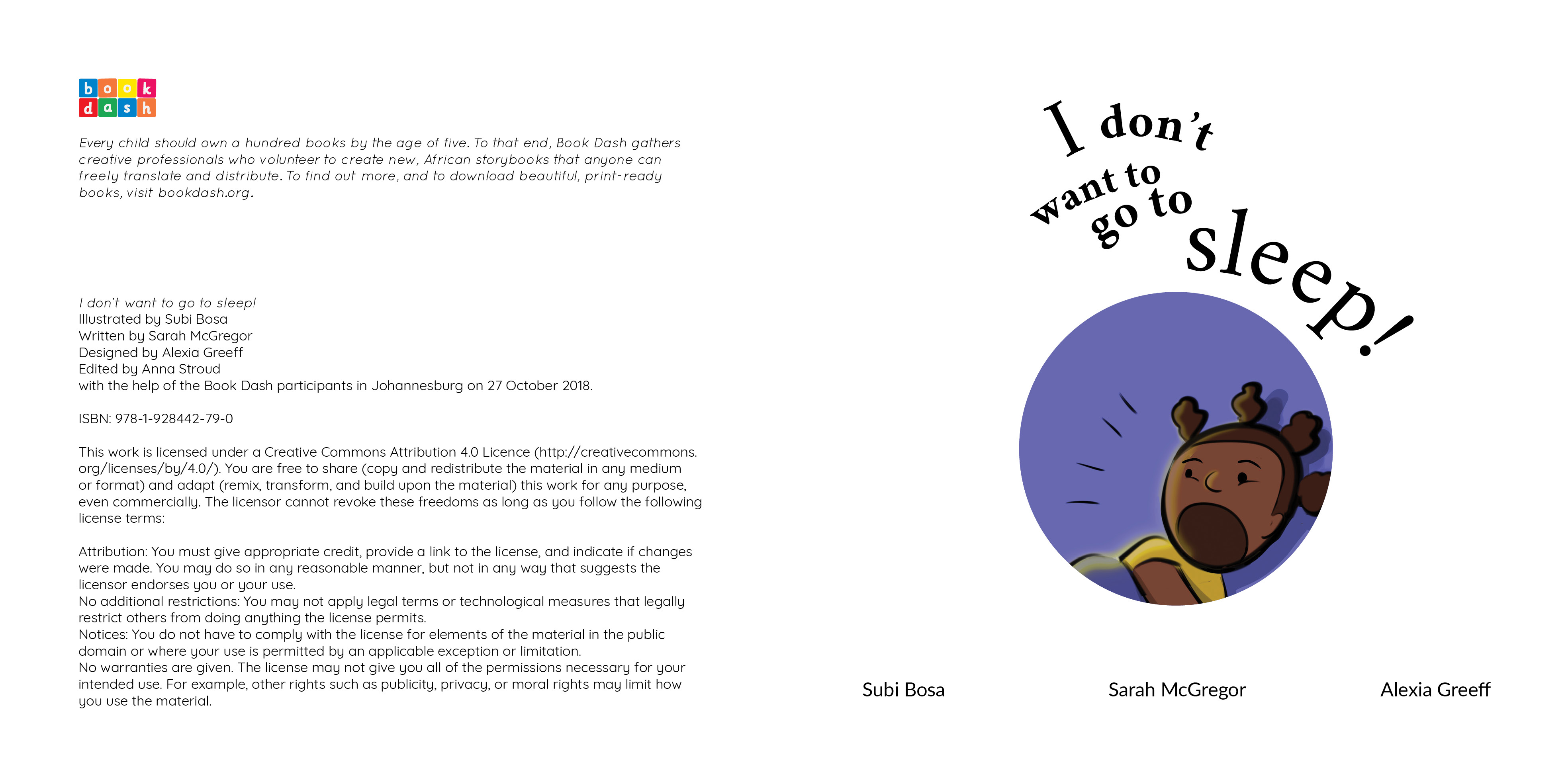 I don’t want to go to sleep! — original illustrated page 4, English text included