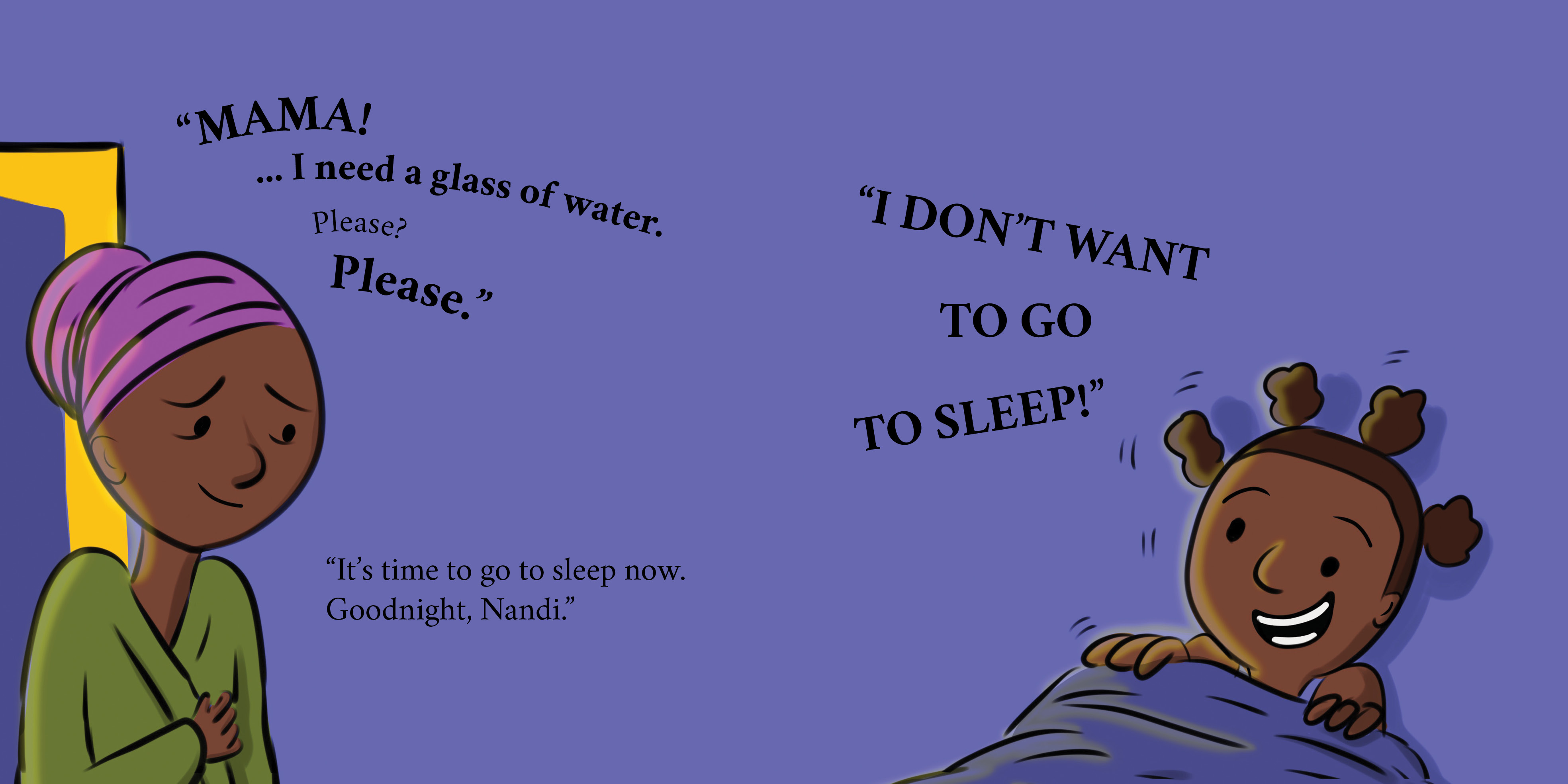 I don’t want to go to sleep! — original illustrated page 8, English text included
