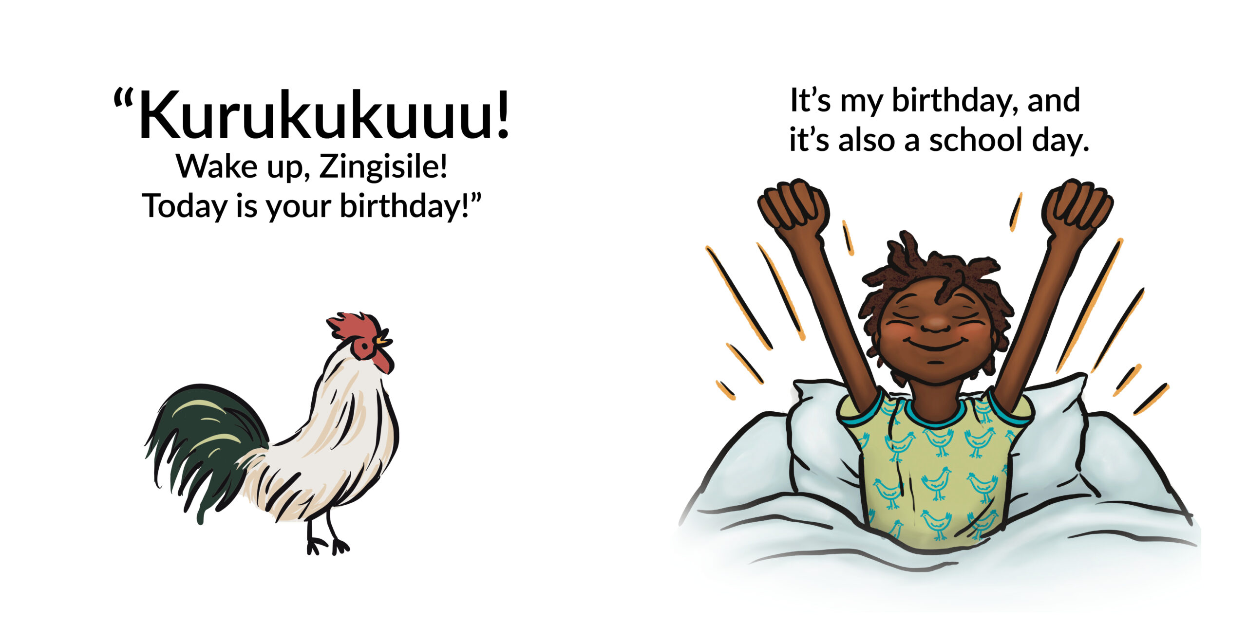 It’s my birthday! — original illustrated page 2, English text included