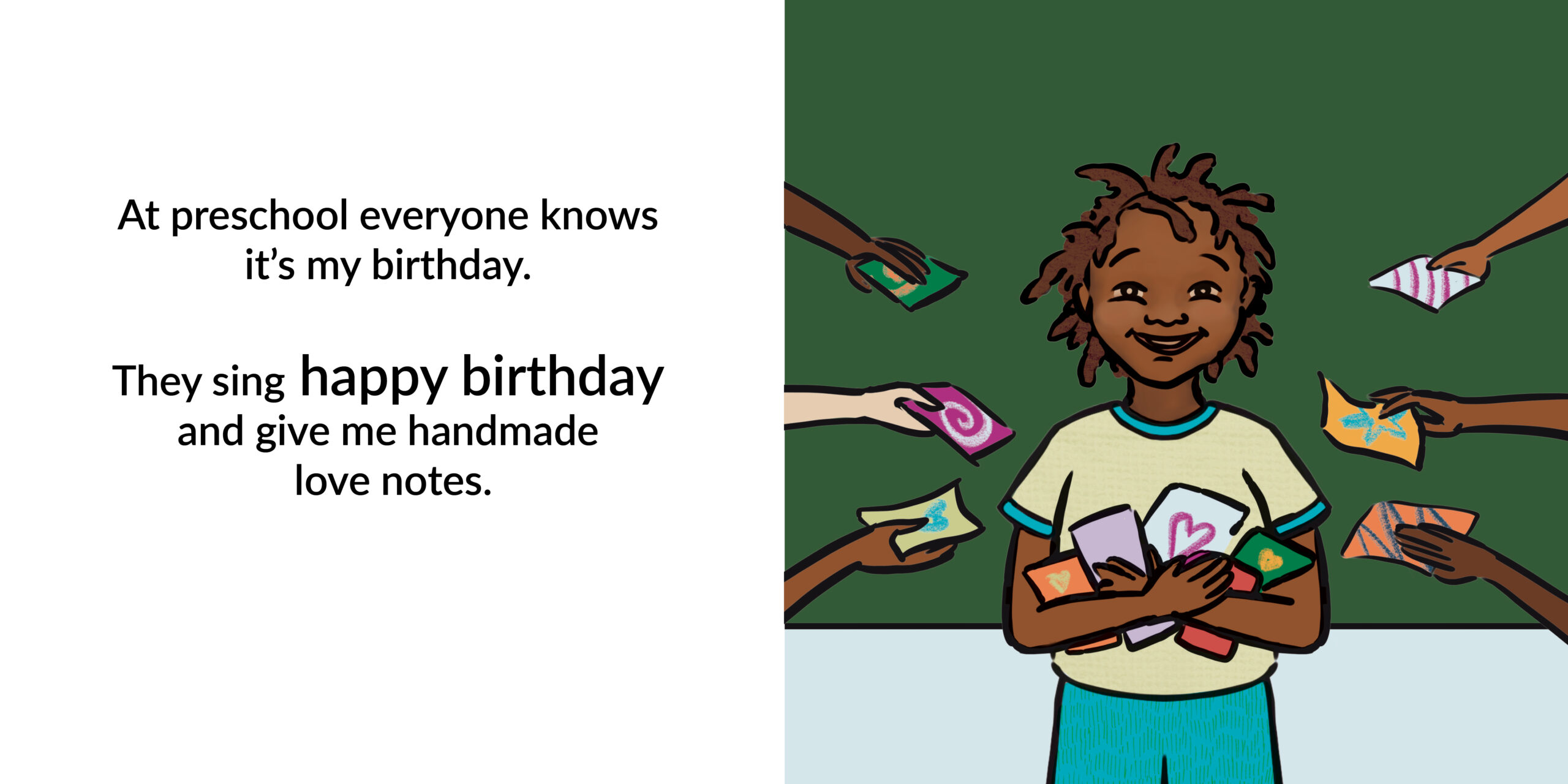 It’s my birthday! — original illustrated page 6, English text included