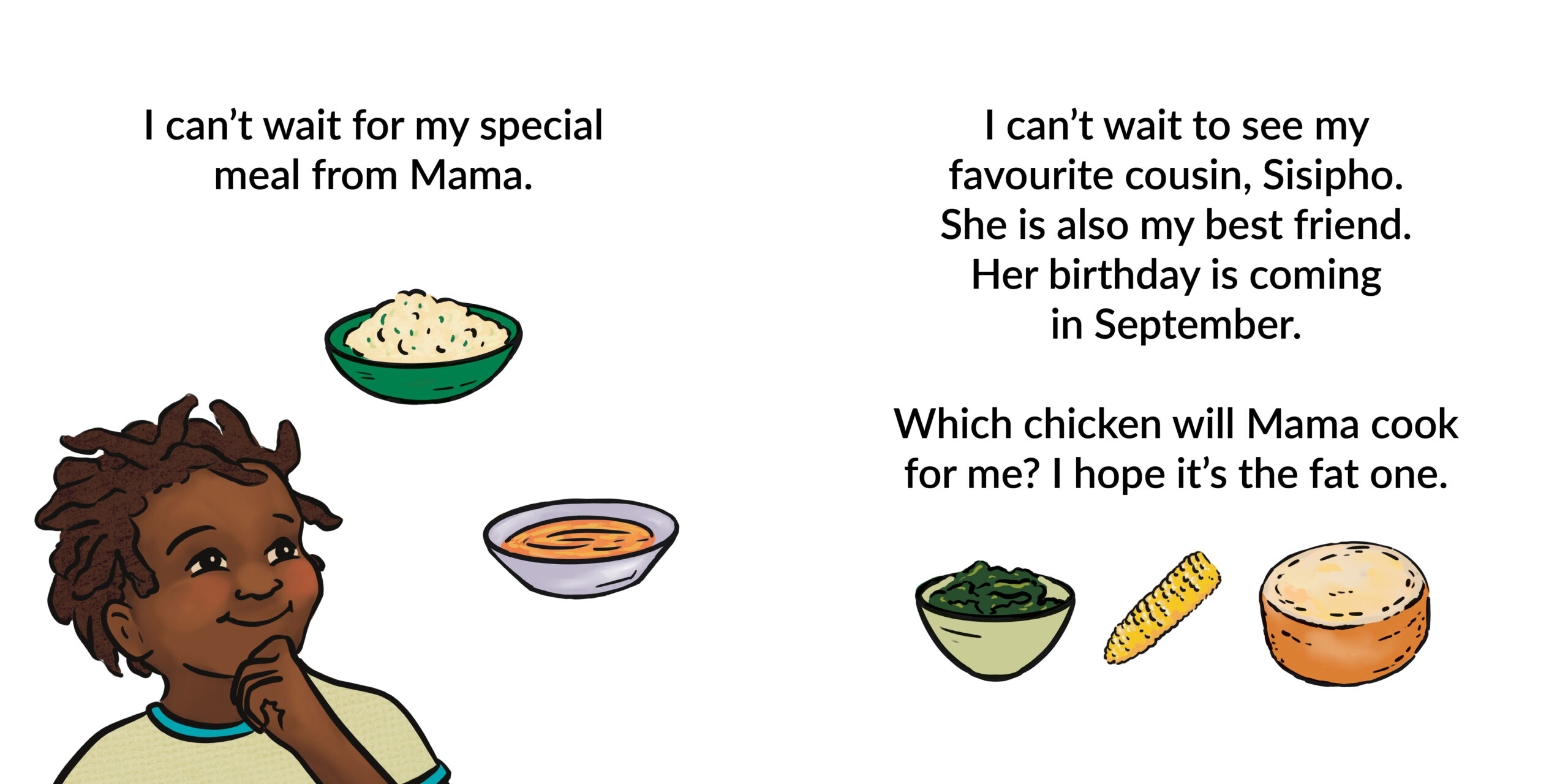 It’s my birthday! — original illustrated page 7, English text included