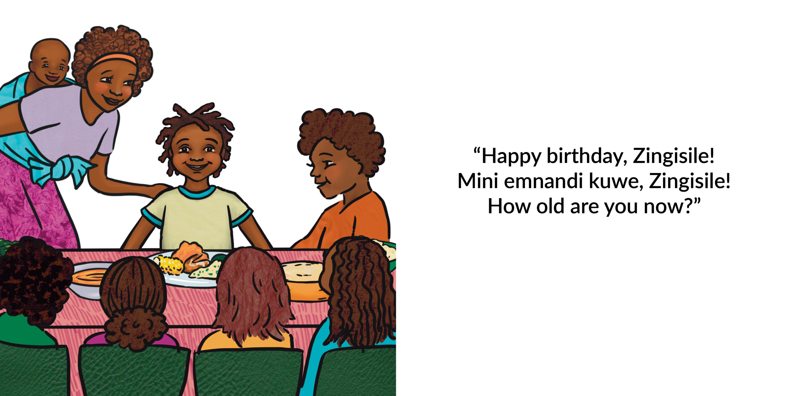 It’s my birthday! — original illustrated page 11, English text included