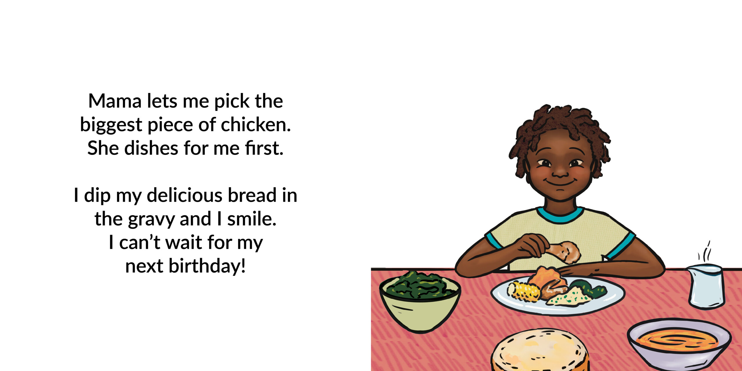 It’s my birthday! — original illustrated page 13, English text included
