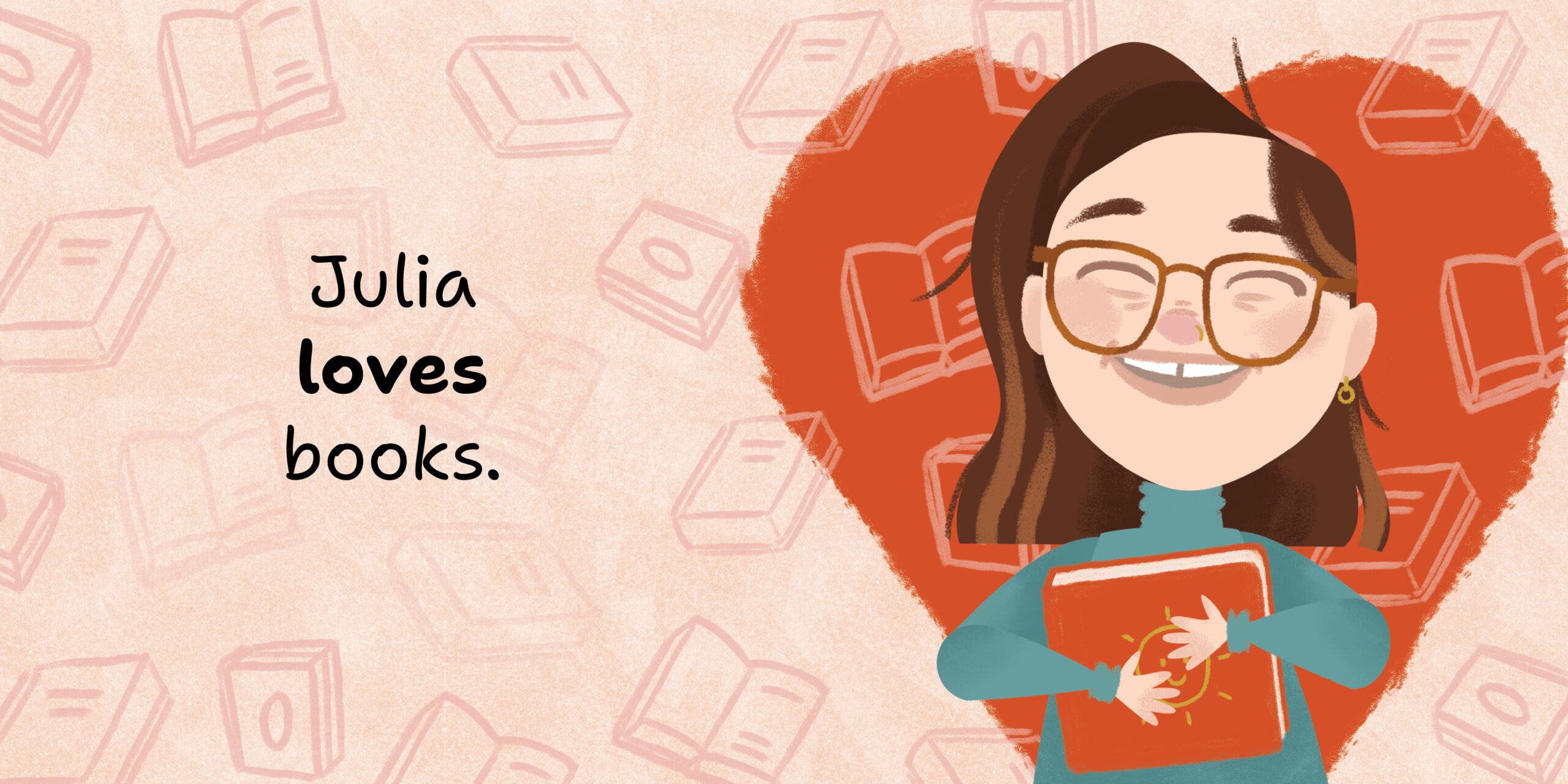 Julia Loves Books — original illustrated page 2, English text included