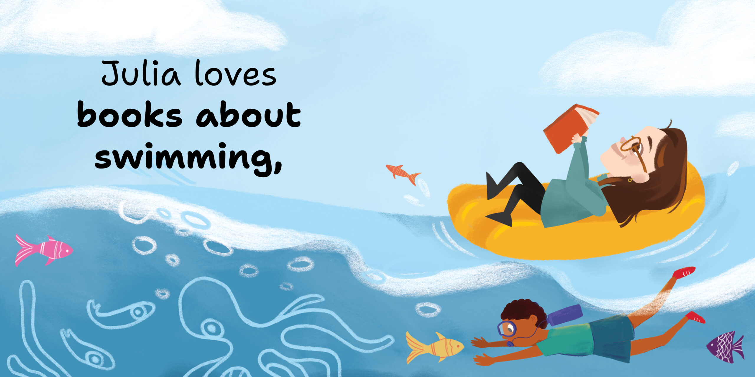 Julia Loves Books — original illustrated page 5, English text included