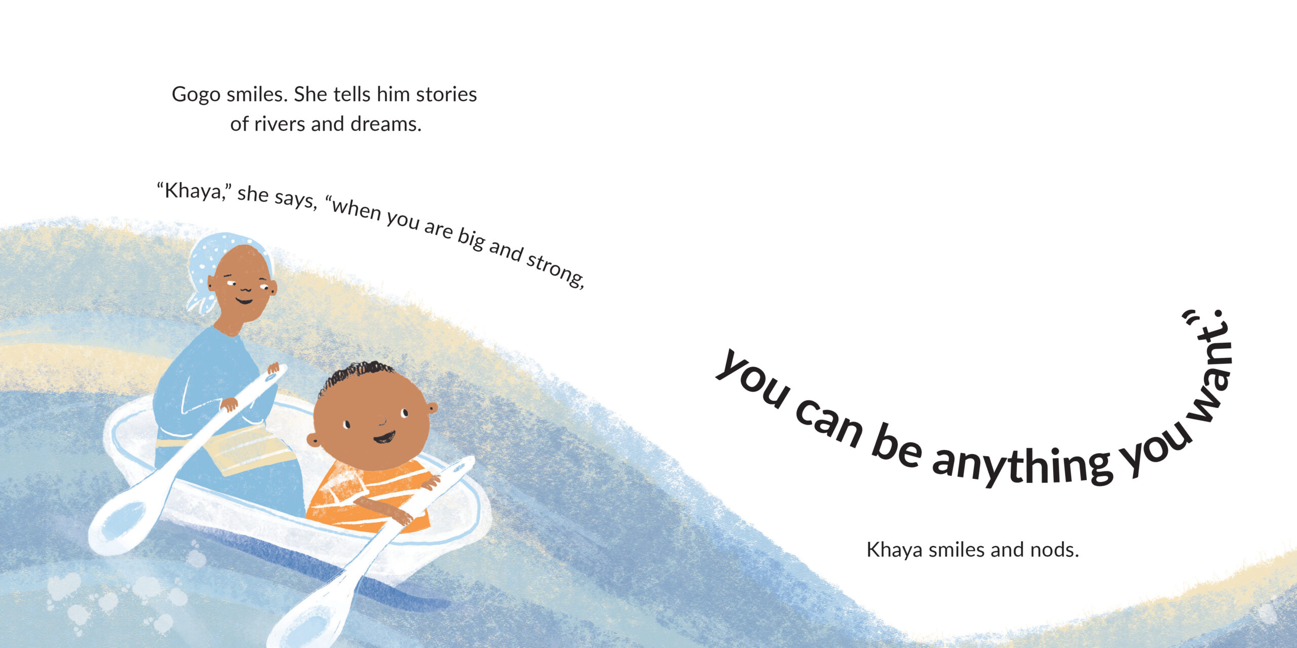 Khaya Wants to Row — original illustrated page 4, English text included