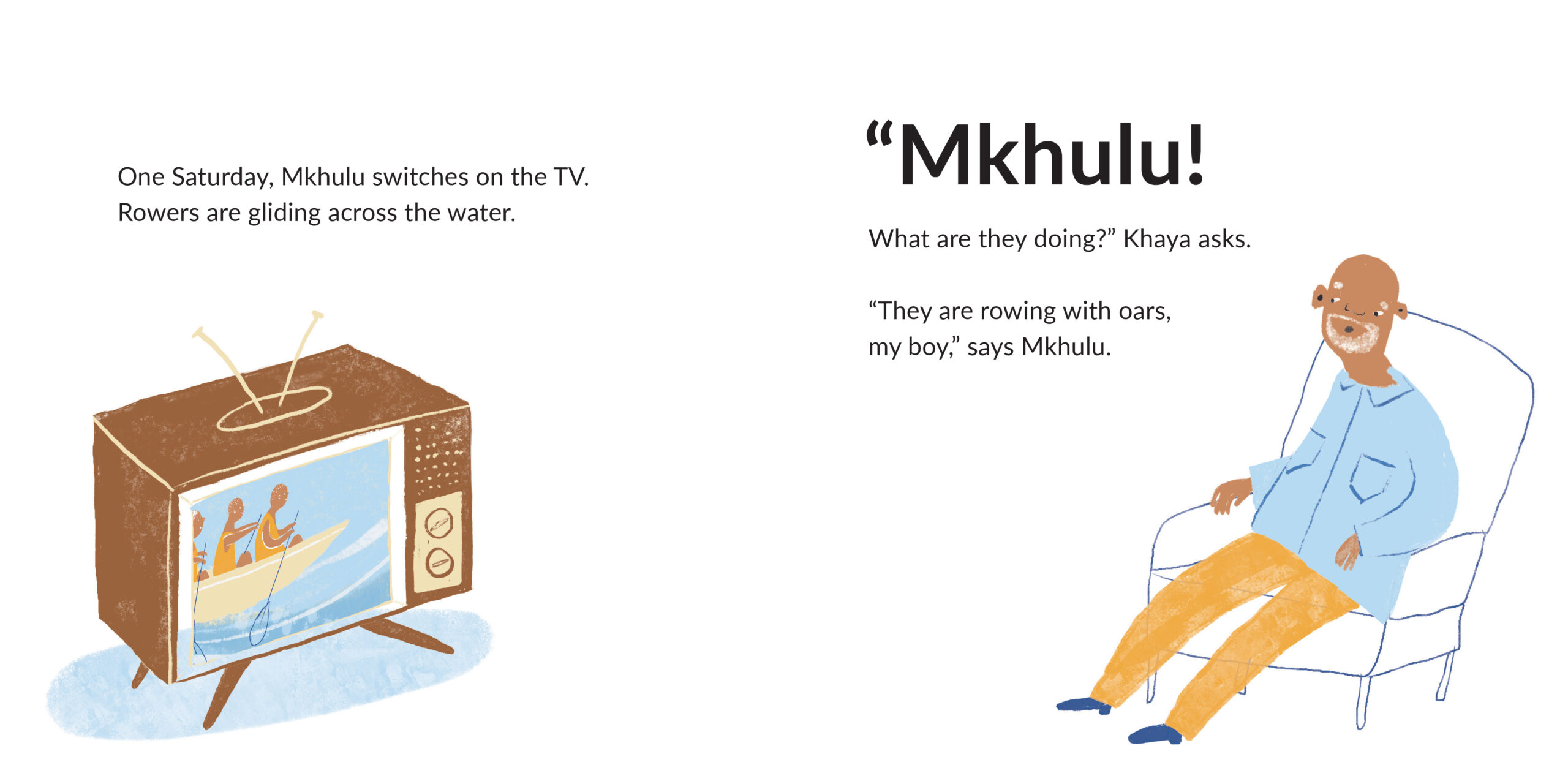 Khaya Wants to Row — original illustrated page 5, English text included