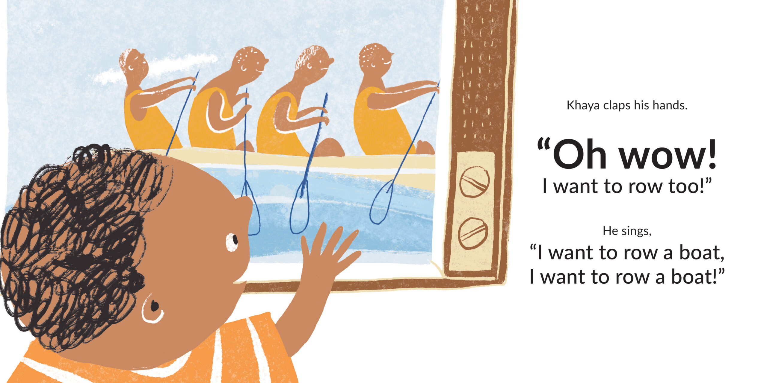 Khaya Wants to Row — original illustrated page 6, English text included
