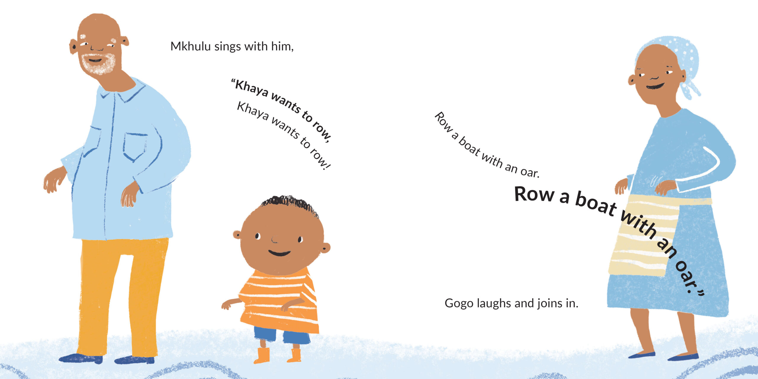 Khaya Wants to Row — original illustrated page 7, English text included
