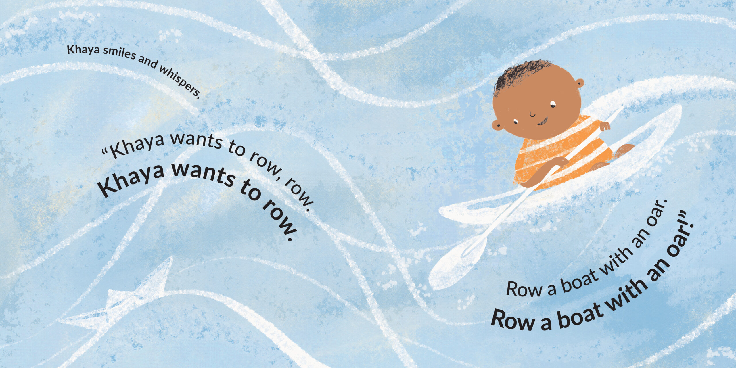 Khaya Wants to Row — original illustrated page 13, English text included