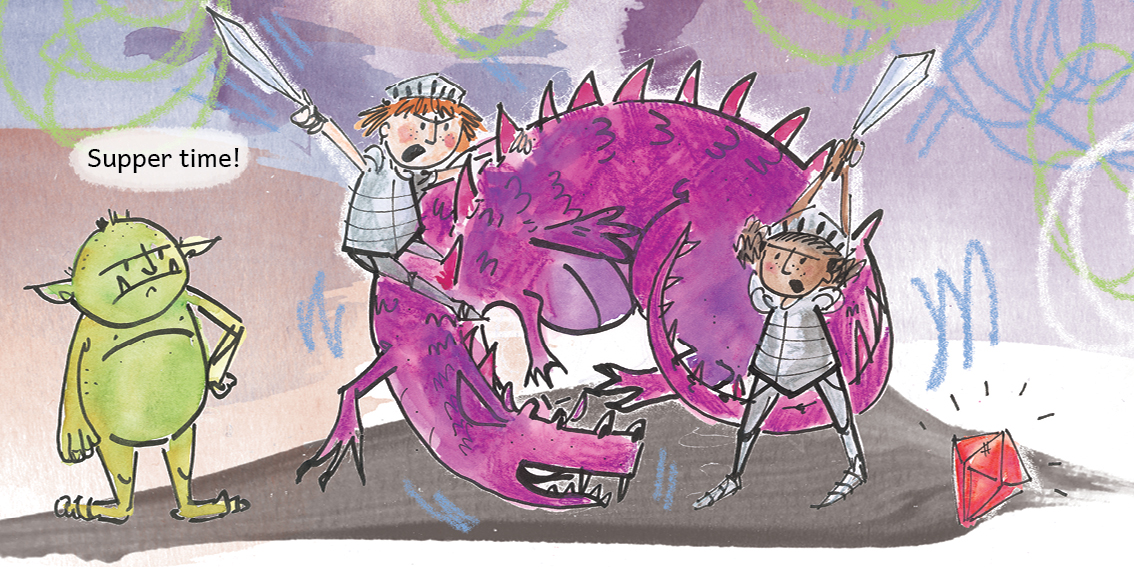 Knight Times — original illustrated page 13, English text included