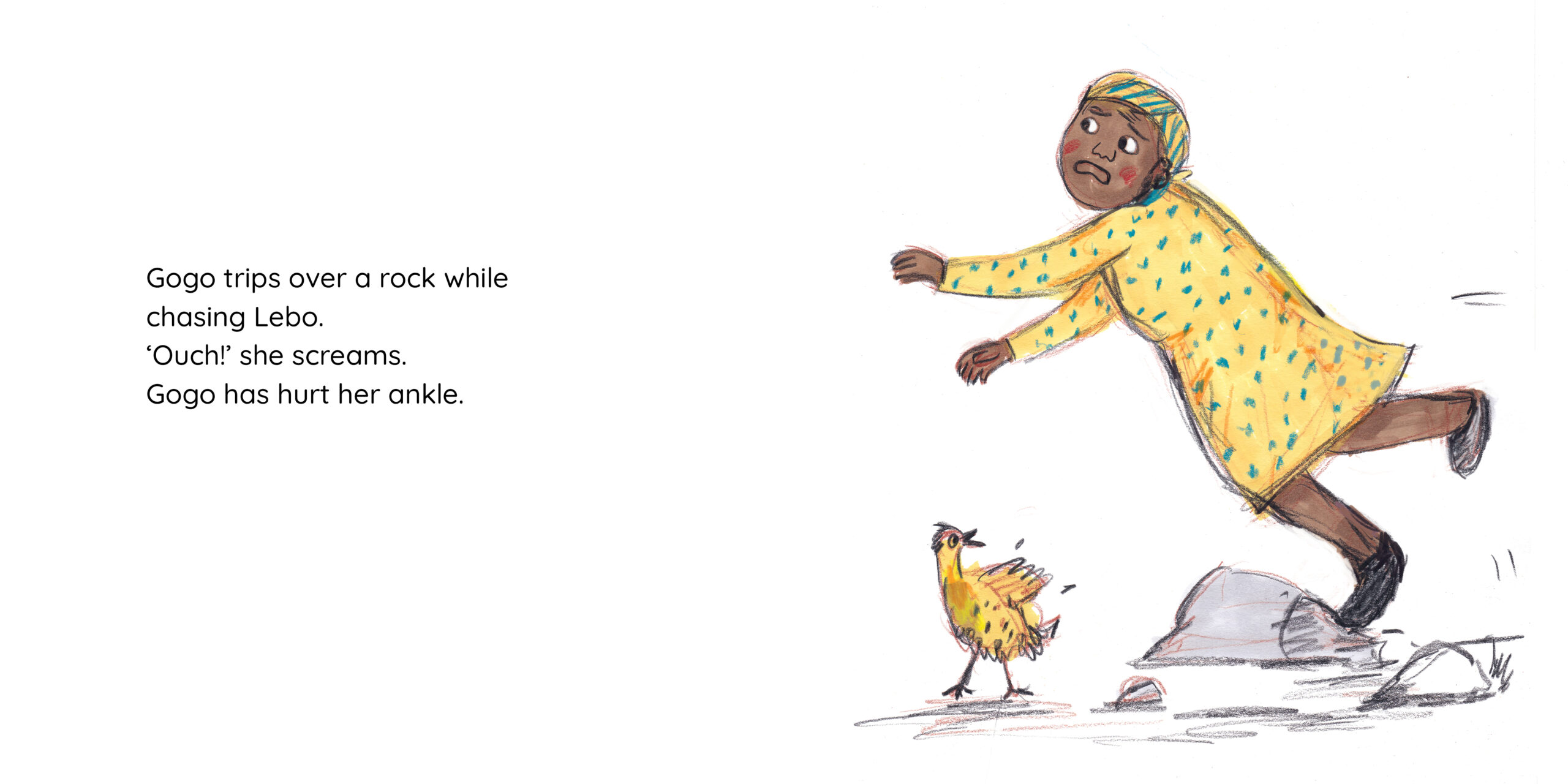 Lebo and Gogo’s Tea Party — original illustrated page 3, English text included