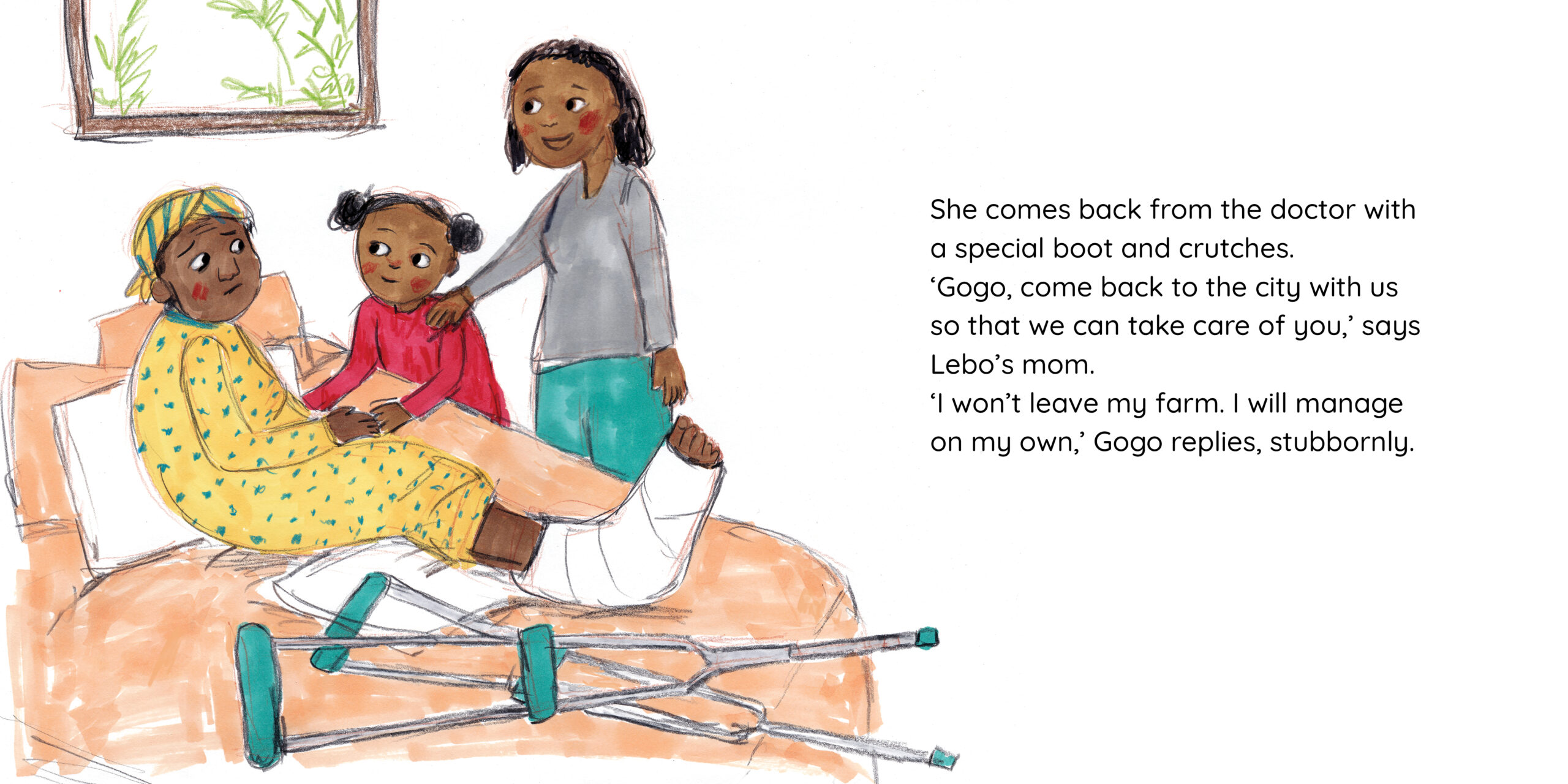 Lebo and Gogo’s Tea Party — original illustrated page 4, English text included