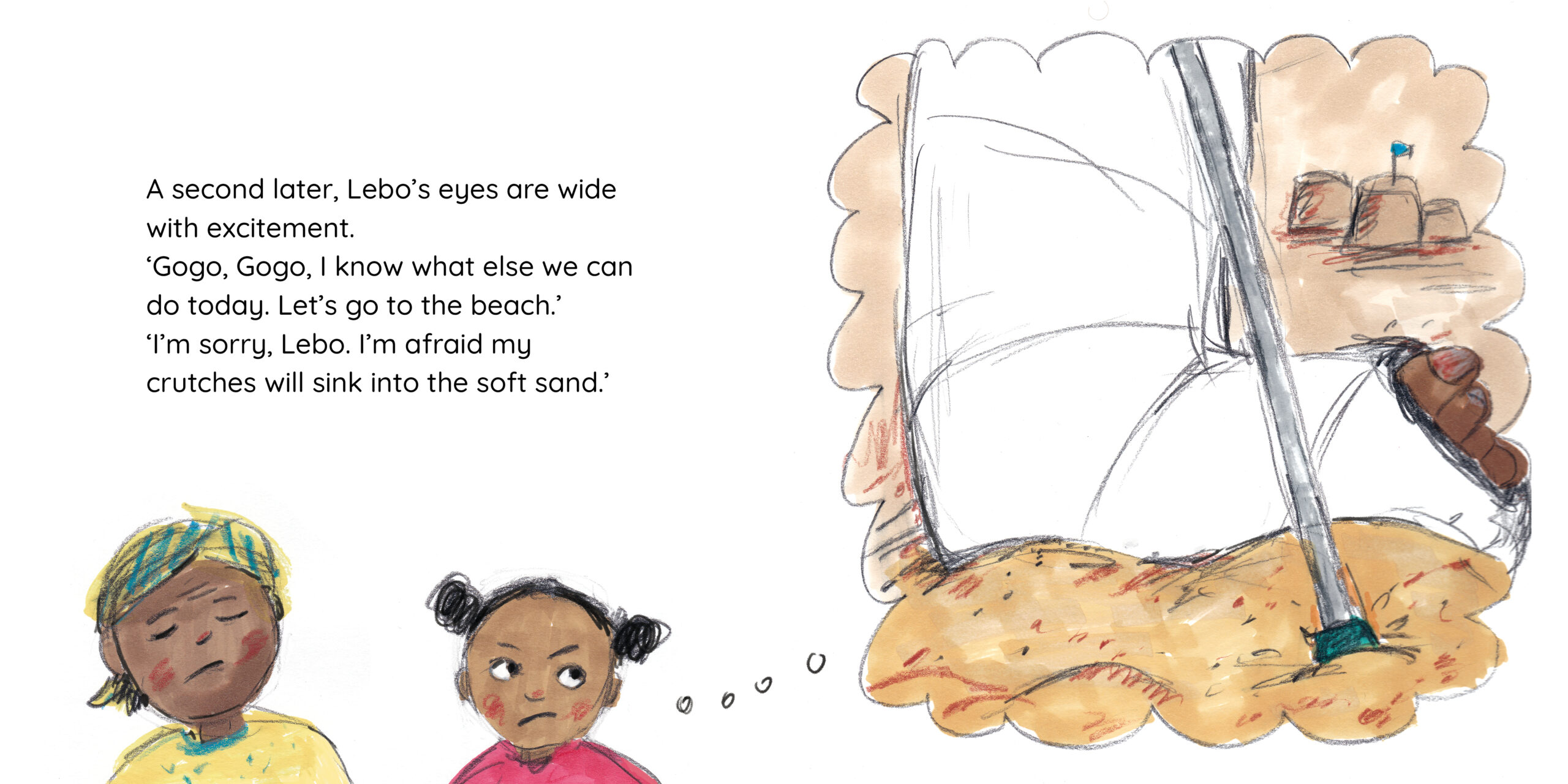 Lebo and Gogo’s Tea Party — original illustrated page 10, English text included