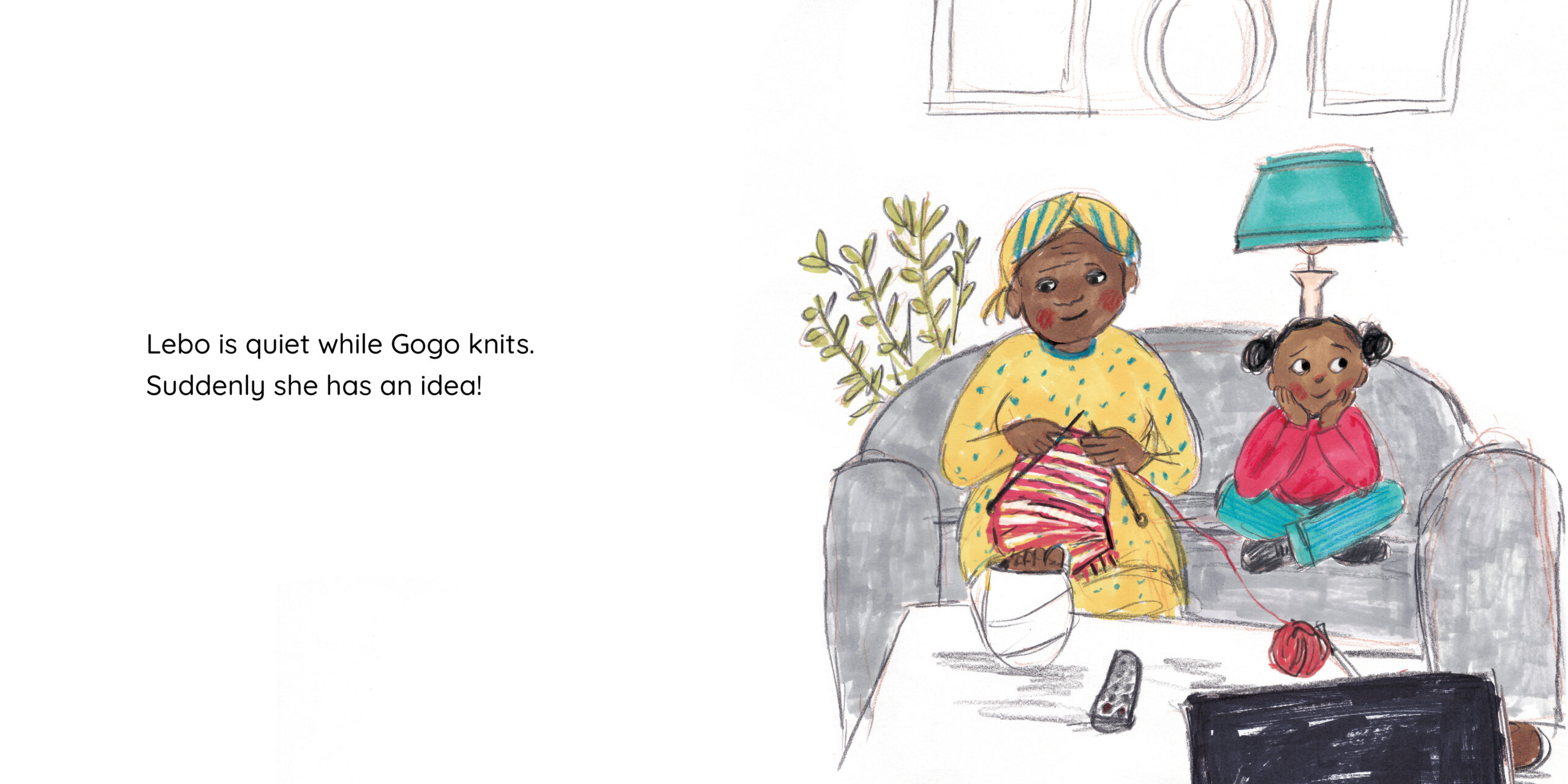 Lebo and Gogo’s Tea Party — original illustrated page 11, English text included