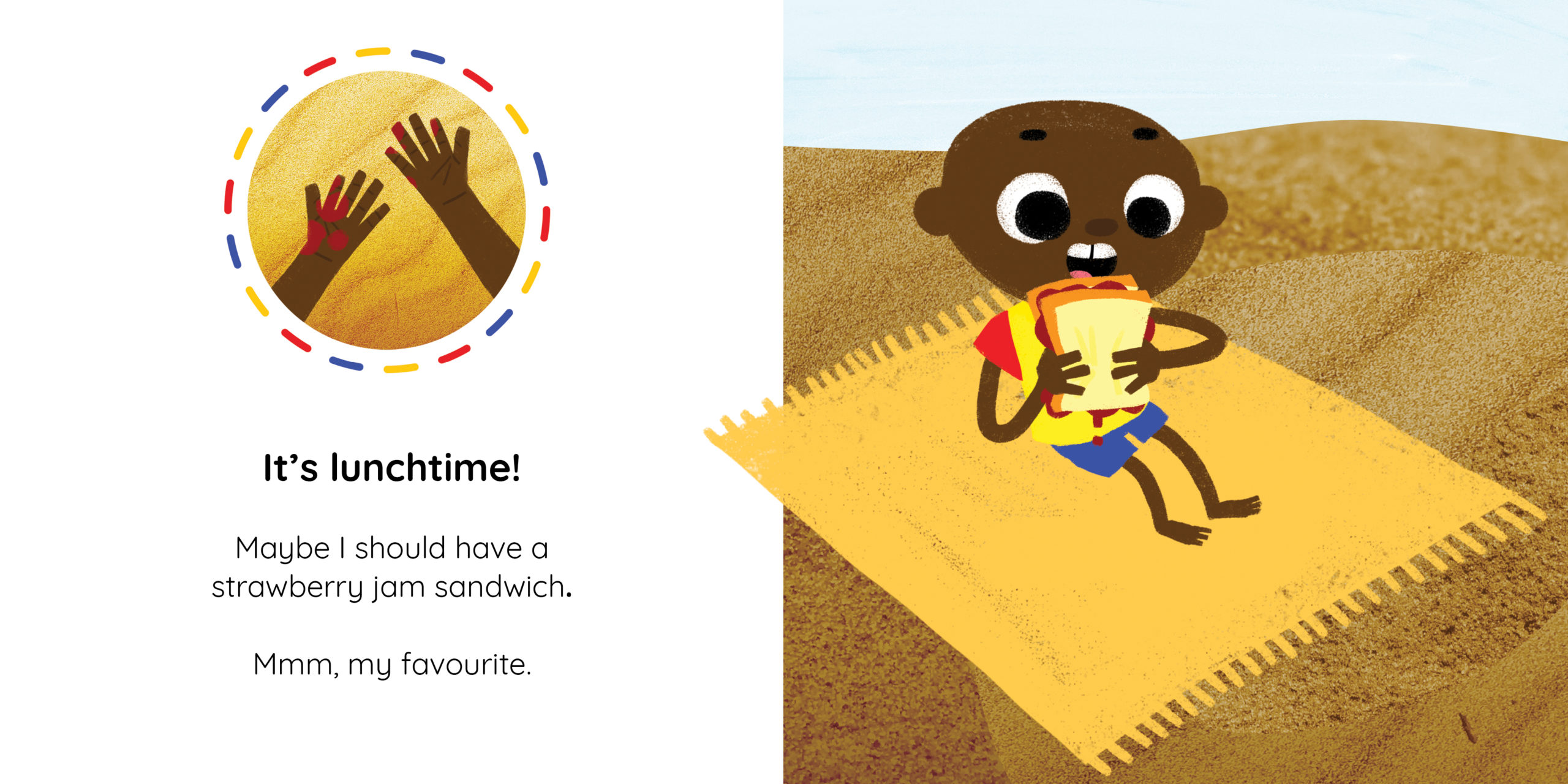 Lesedi’s Sandbox — original illustrated page 9, English text included