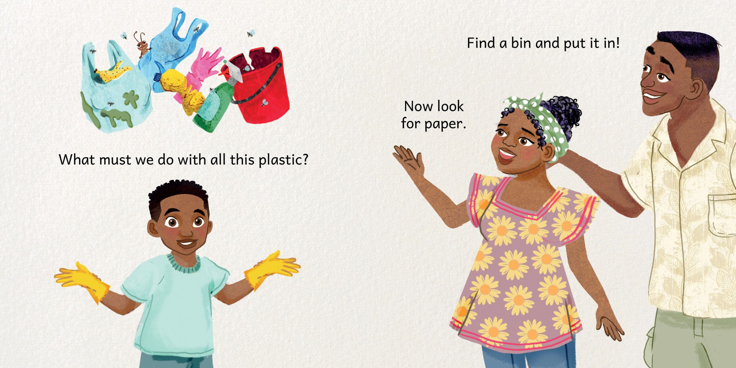 Let’s go on a litter hunt — original illustrated page 8, English text included