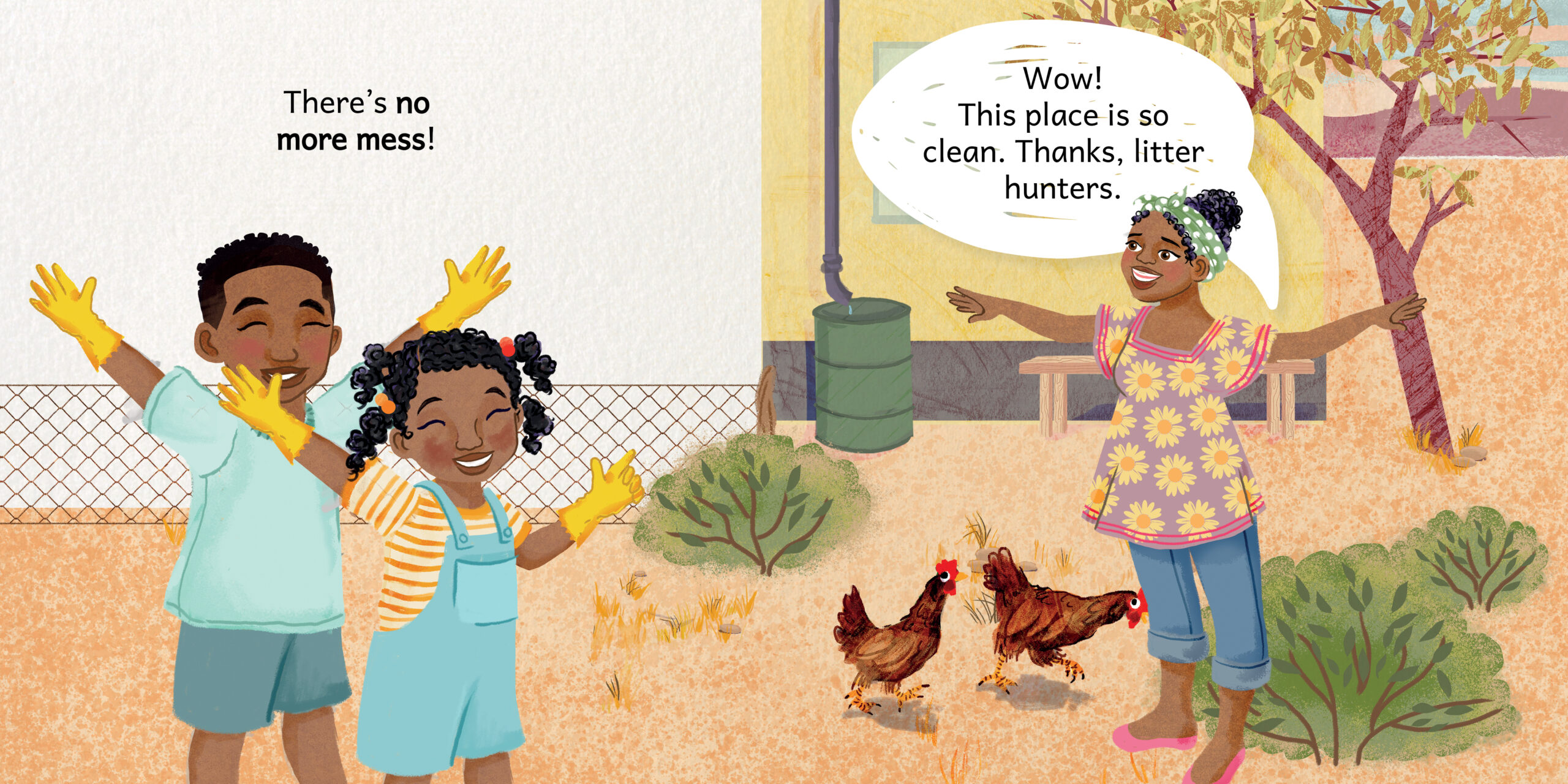 Let’s go on a litter hunt — original illustrated page 12, English text included