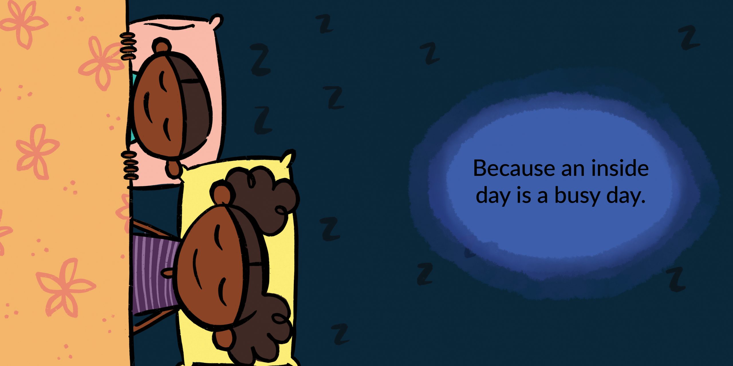 Let’s have an inside day! — original illustrated page 13, English text included