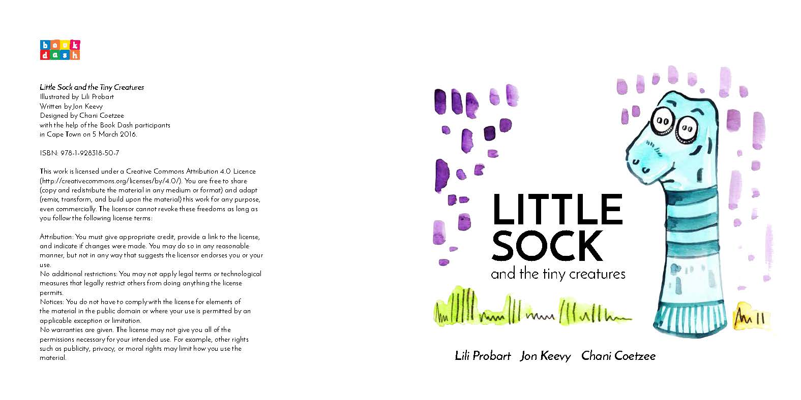 Little Sock and the tiny creatures — original illustrated page 4, English text included