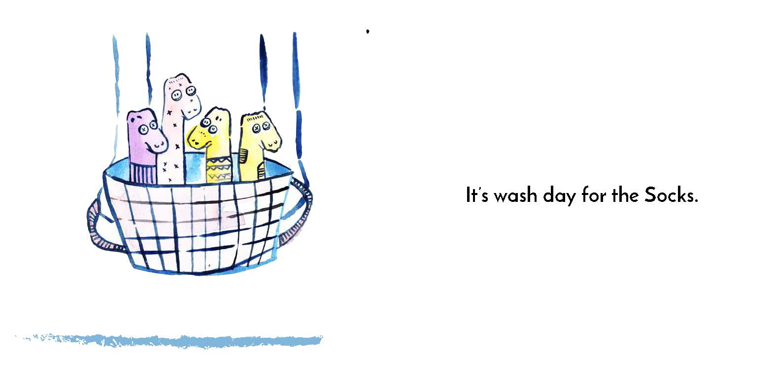 Little Sock and the tiny creatures — original illustrated page 5, English text included